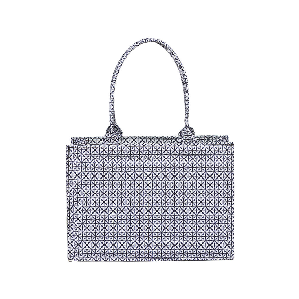 Monochrome Maze Canvas Tote