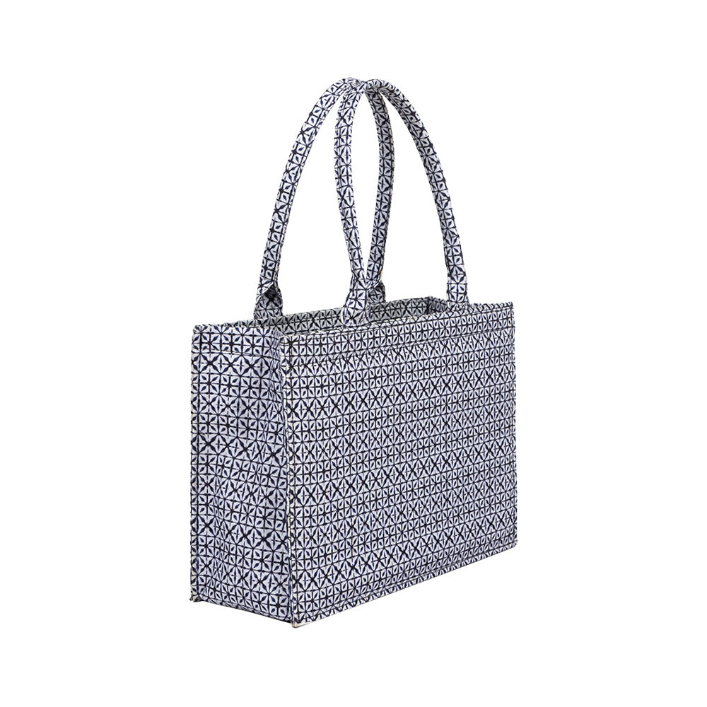 Monochrome Maze Canvas Tote