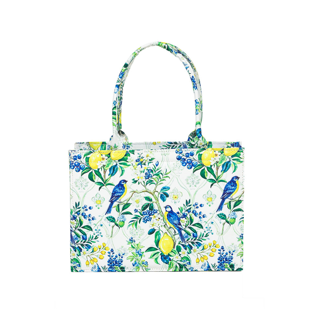 Lemon Songbird Canvas Tote