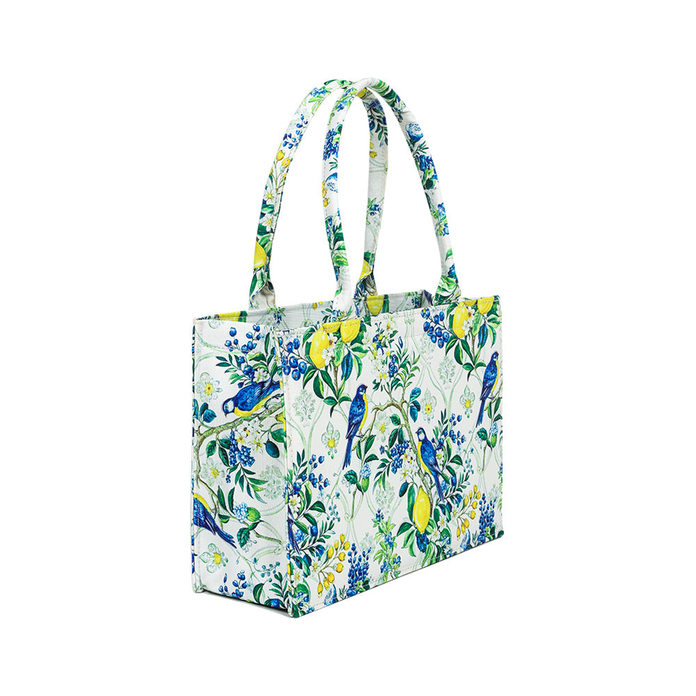 Lemon Songbird Canvas Tote
