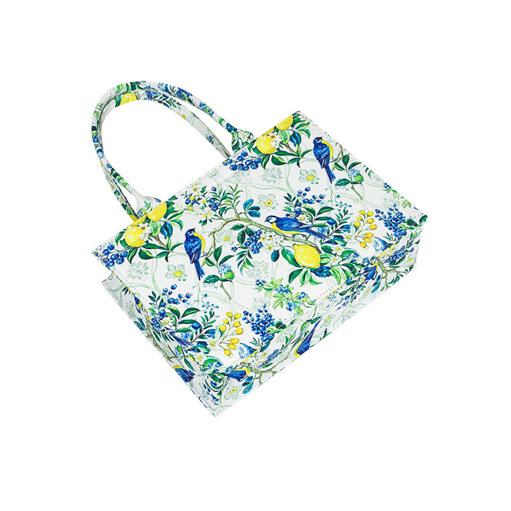 Lemon Songbird Canvas Tote