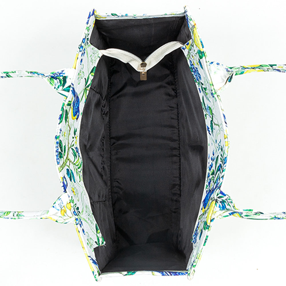 Lemon Songbird Canvas Tote