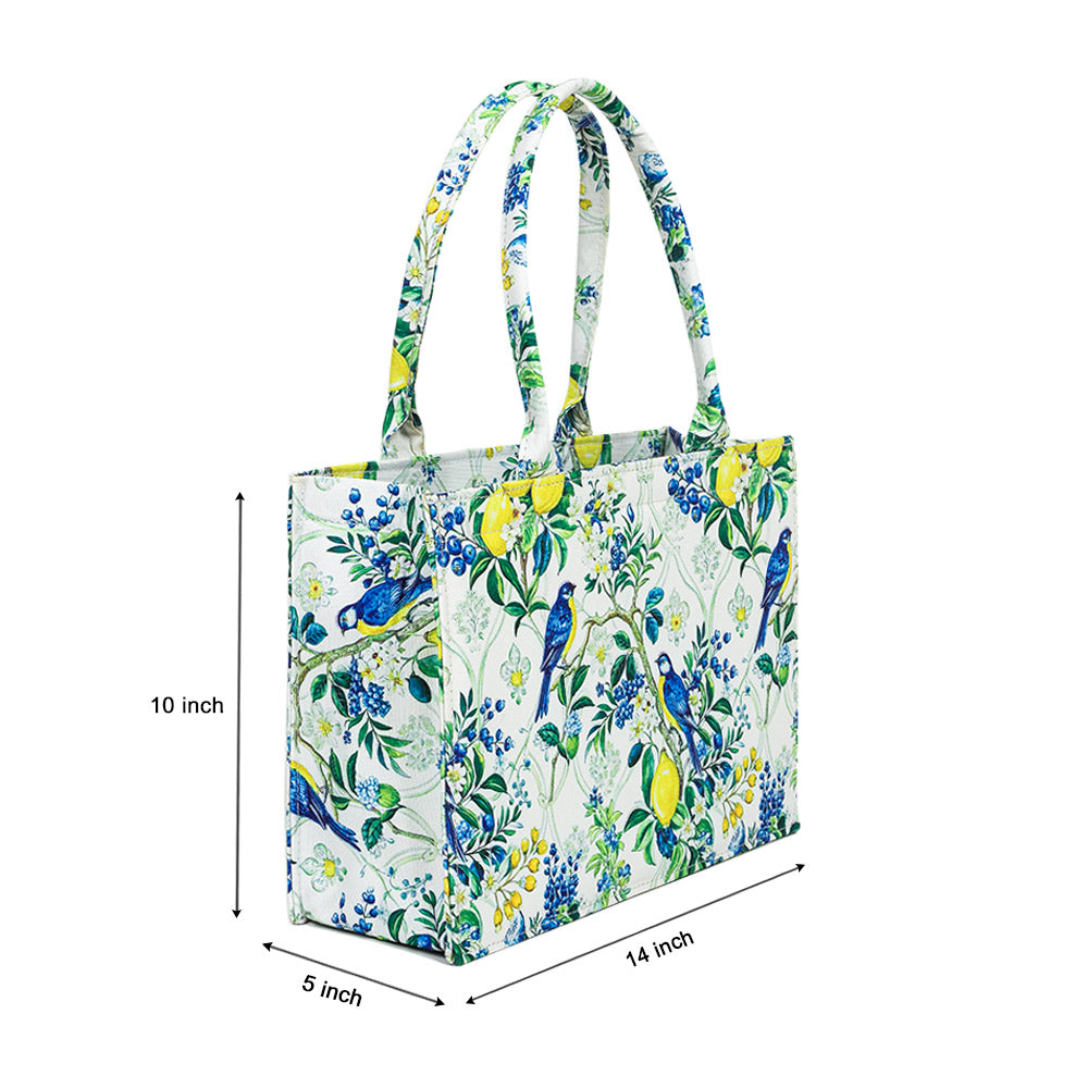 Lemon Songbird Canvas Tote
