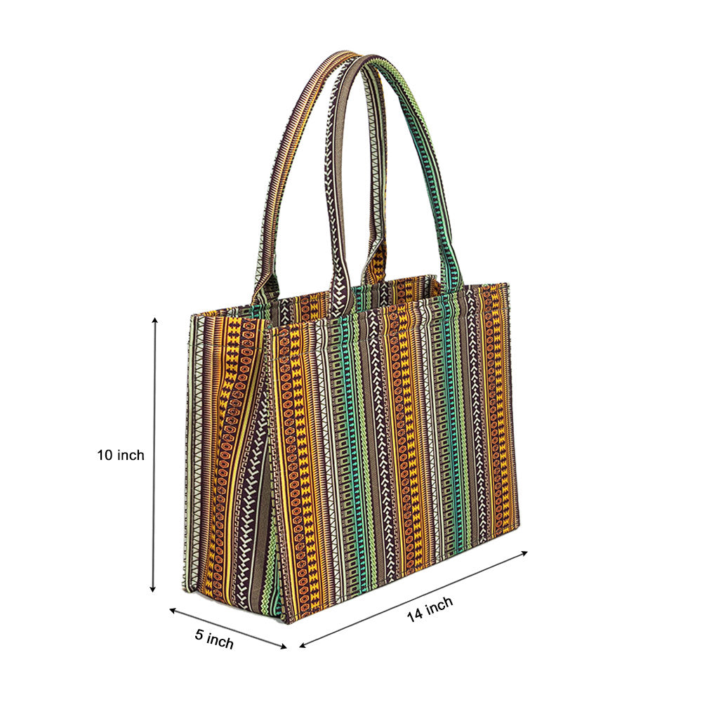 Boho Pattern Canvas Book Tote