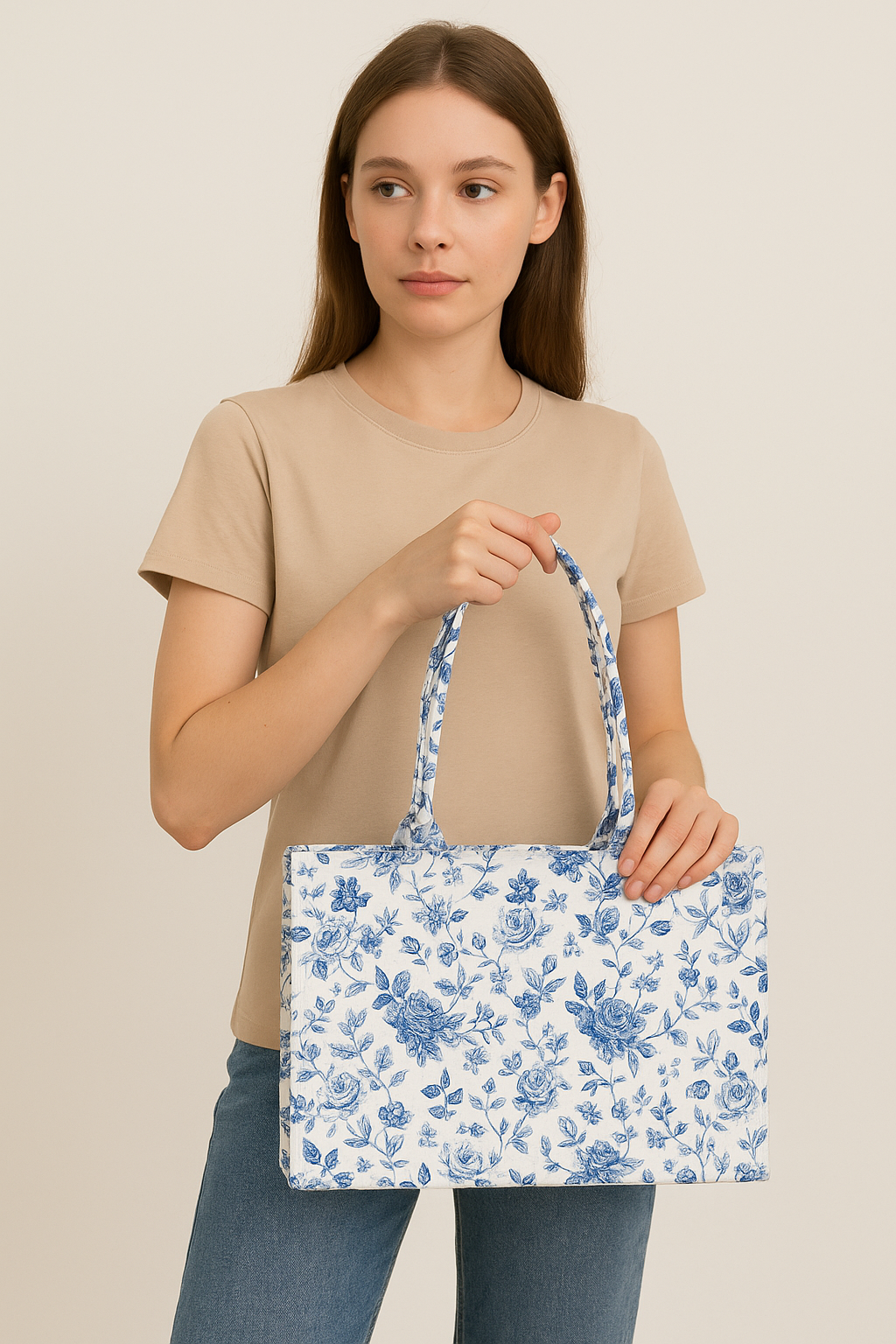 Blue Garden Floral Tote