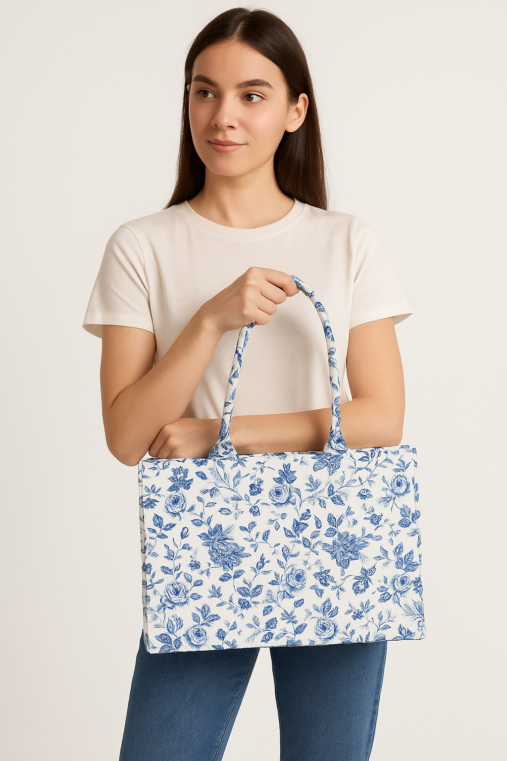 Blue Garden Floral Tote
