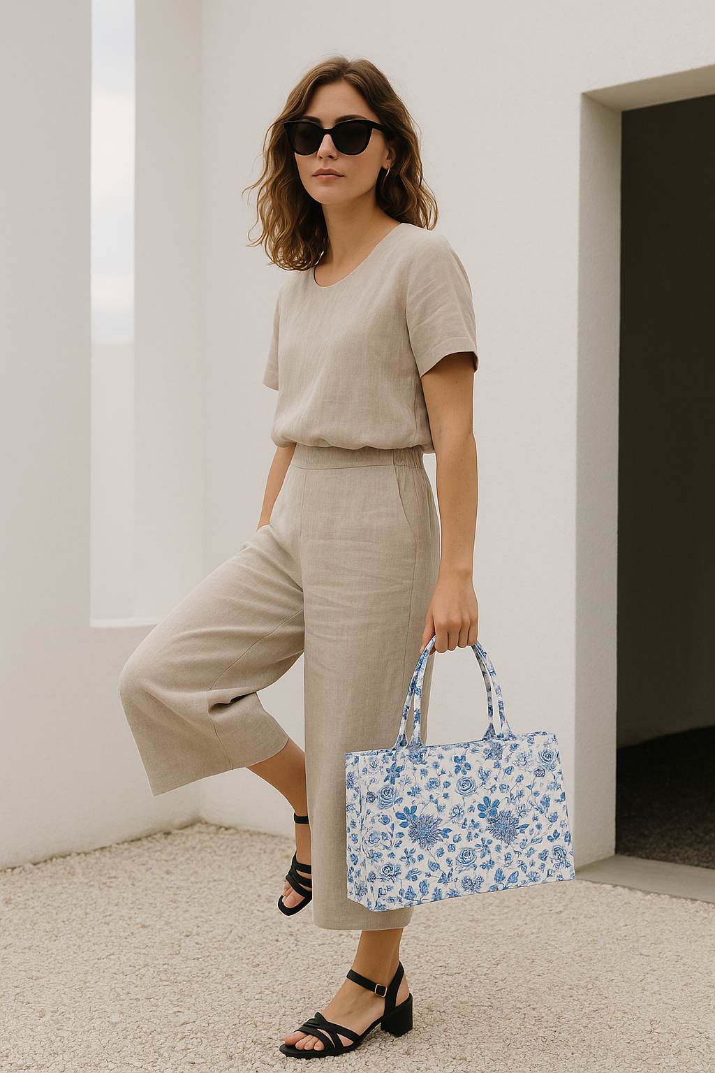 Blue Garden Floral Tote