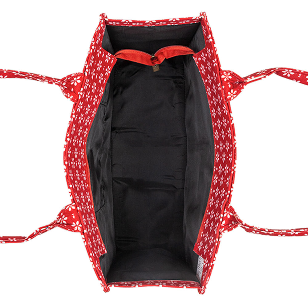 Crimson Bloom Canvas Tote