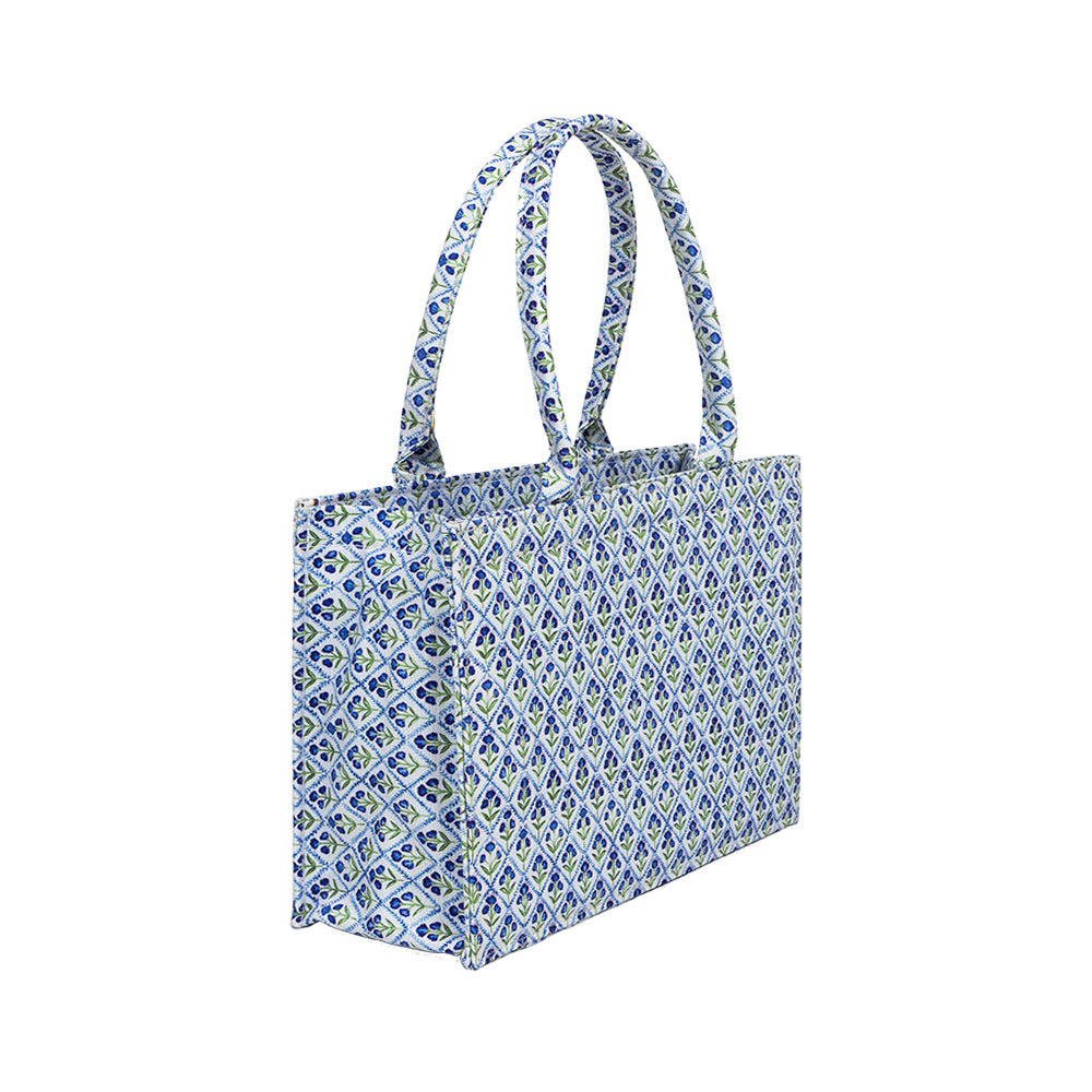 Blue Mosaic Canvas Tote