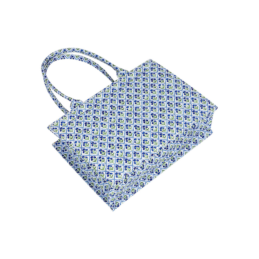 Blue Mosaic Canvas Tote