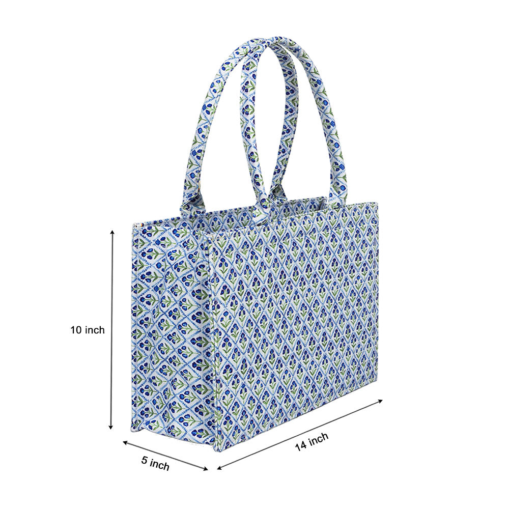 Blue Mosaic Canvas Tote