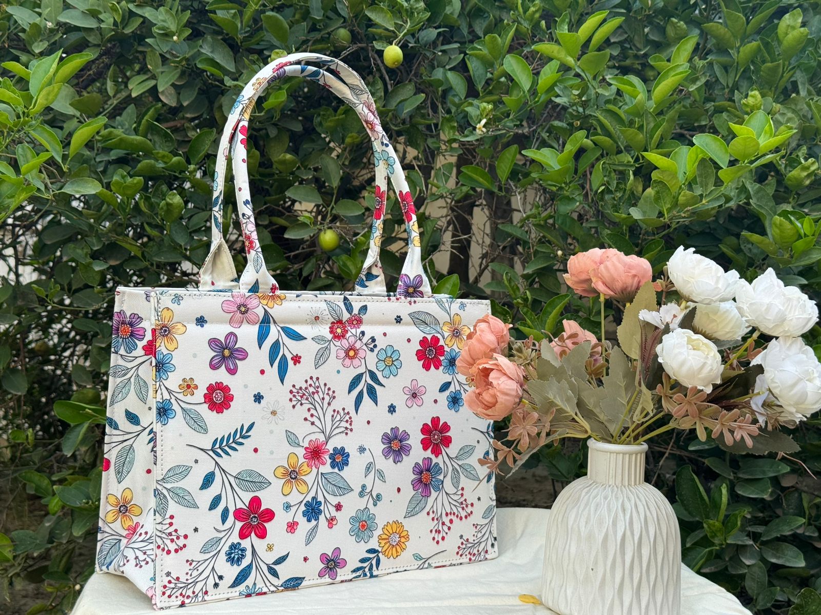 Spring Meadow Floral Tote