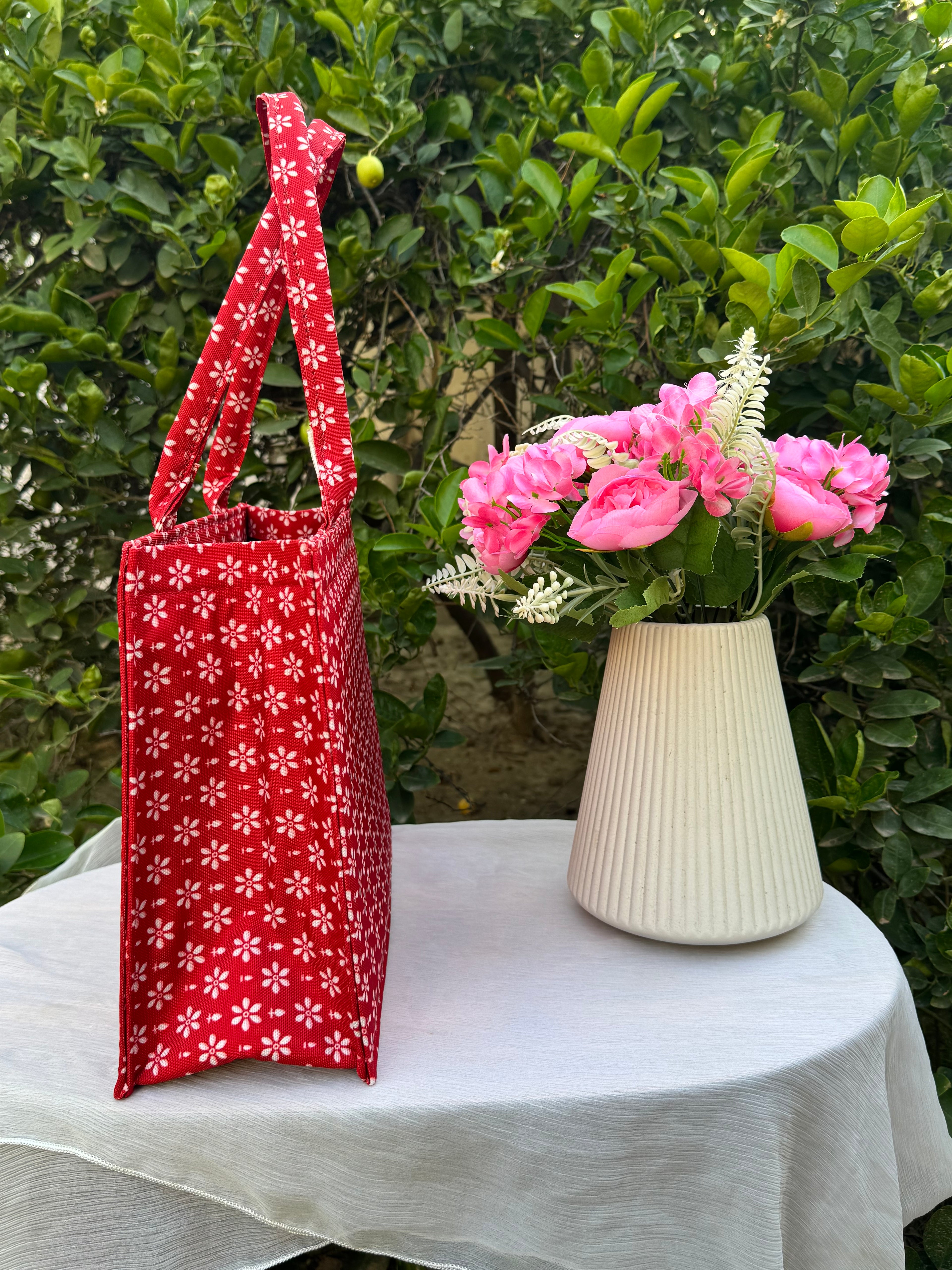 Crimson Bloom Canvas Tote