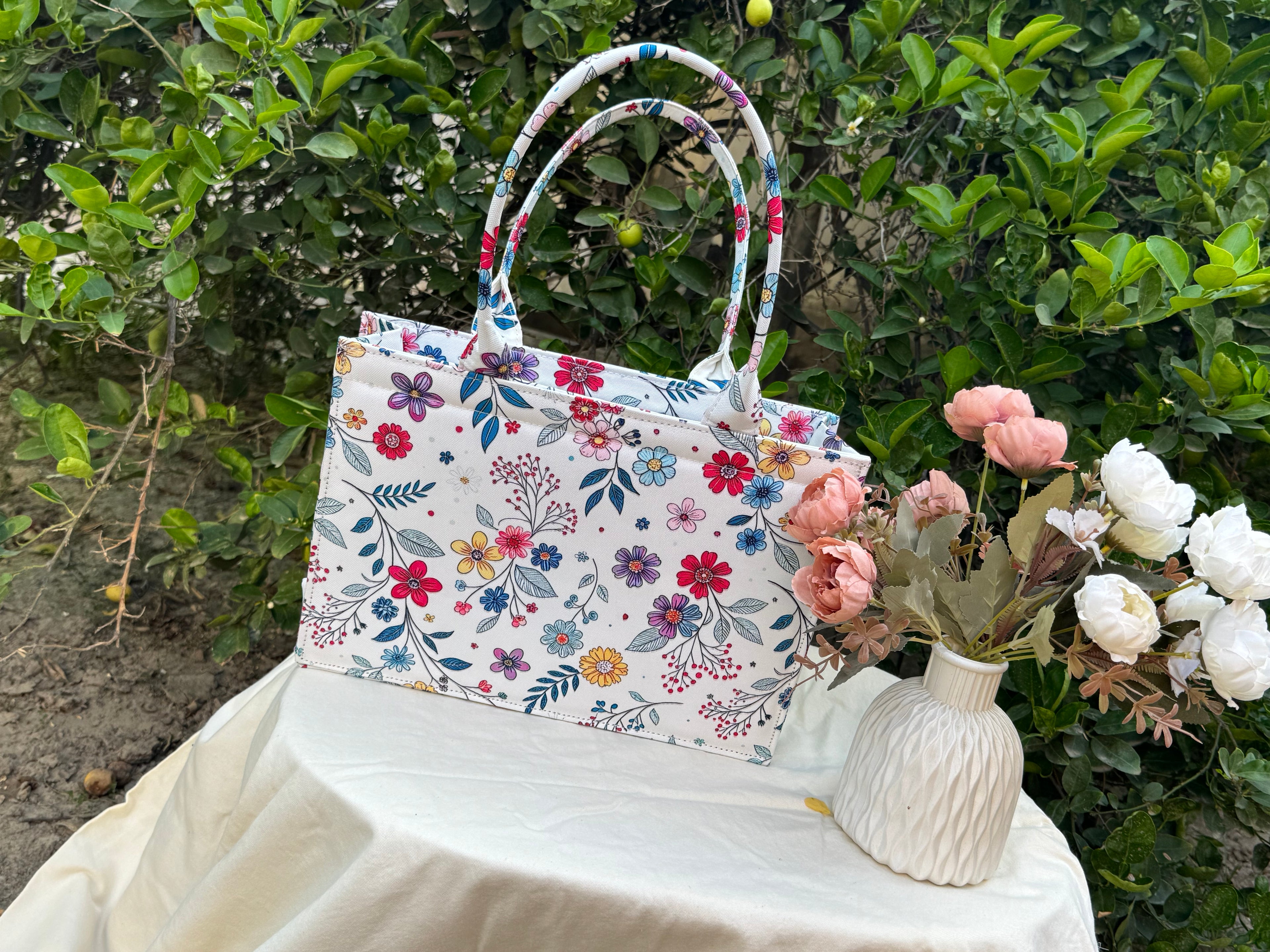 Spring Meadow Floral Tote