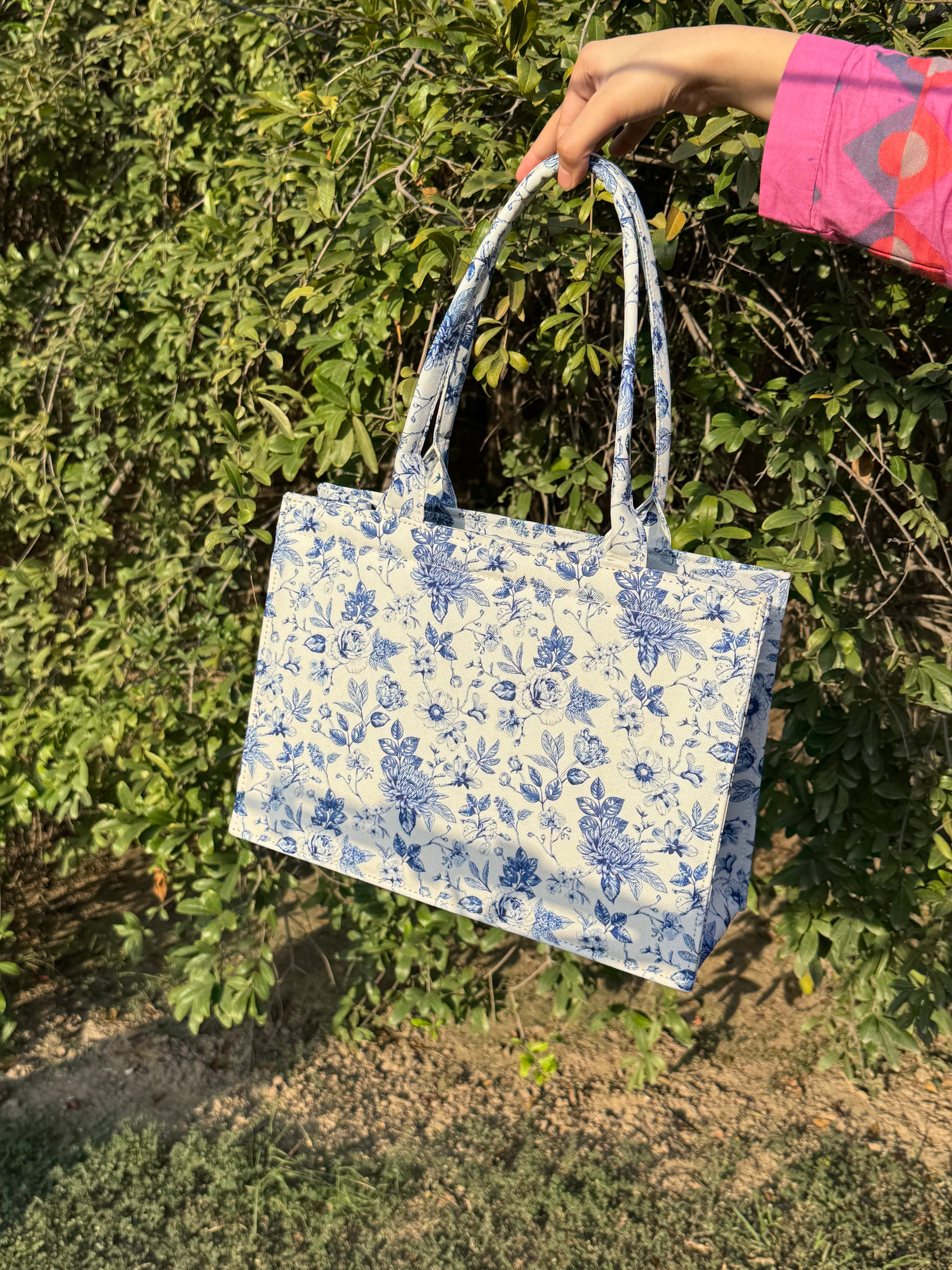 Blue Garden Floral Tote