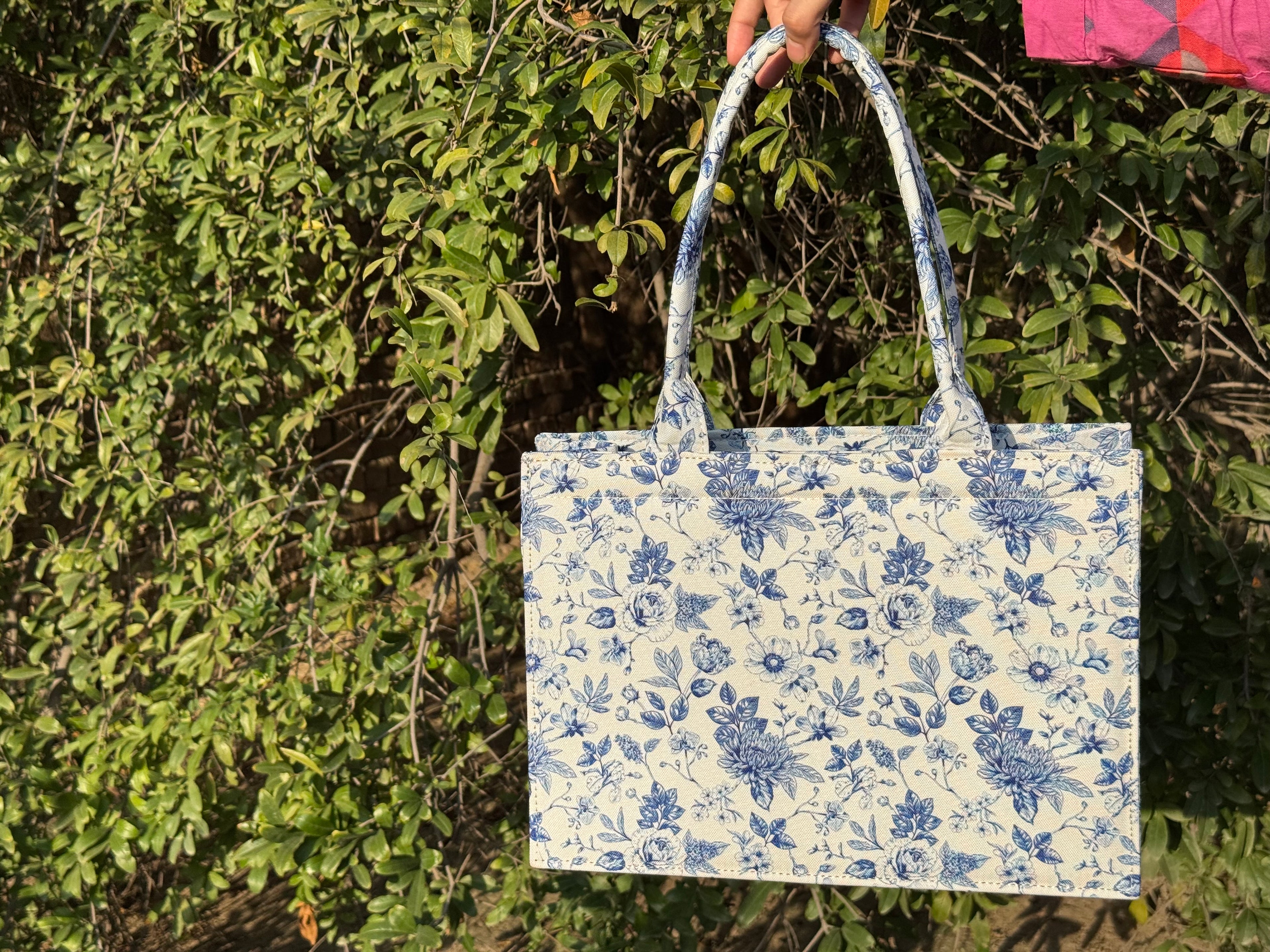 Blue Garden Floral Tote