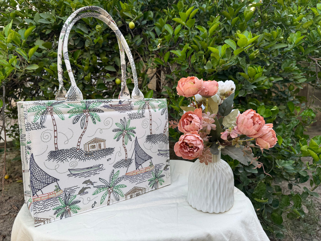 Coastal Escape Canvas Tote