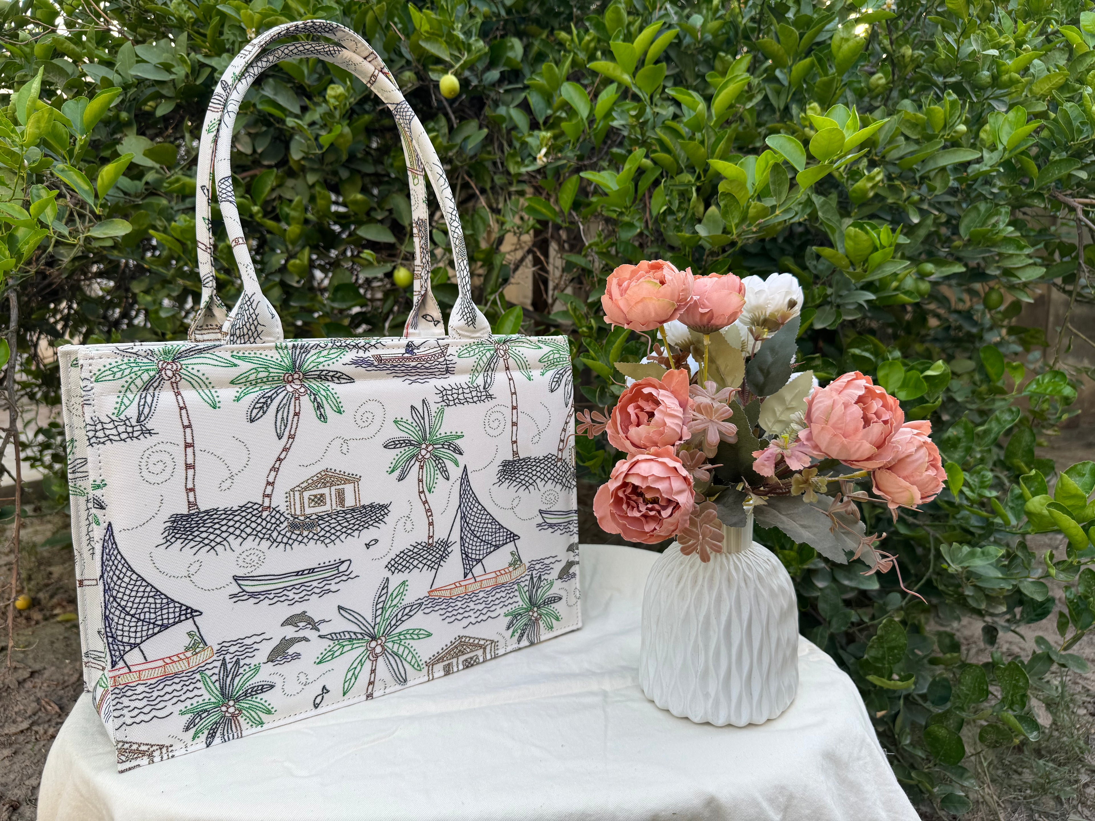 Coastal Escape Canvas Tote