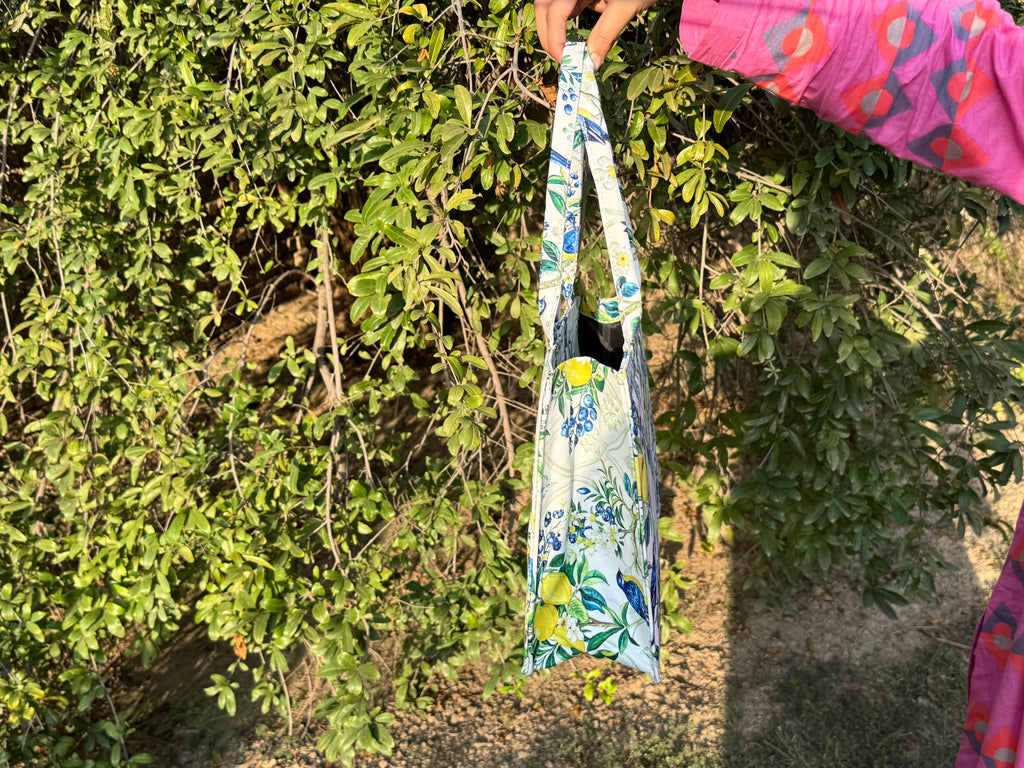 Lemon Songbird Canvas Tote