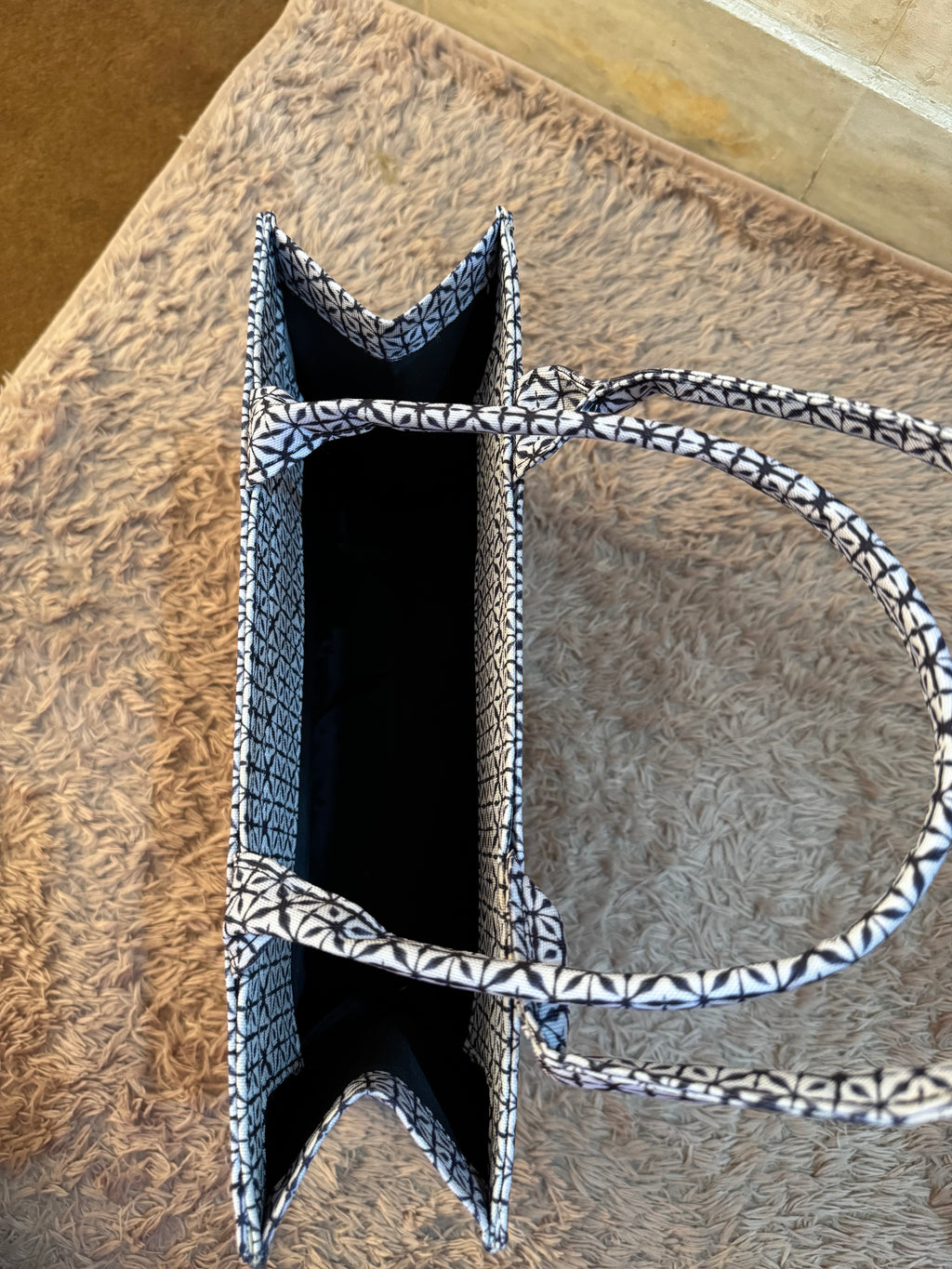 Monochrome Maze Canvas Tote