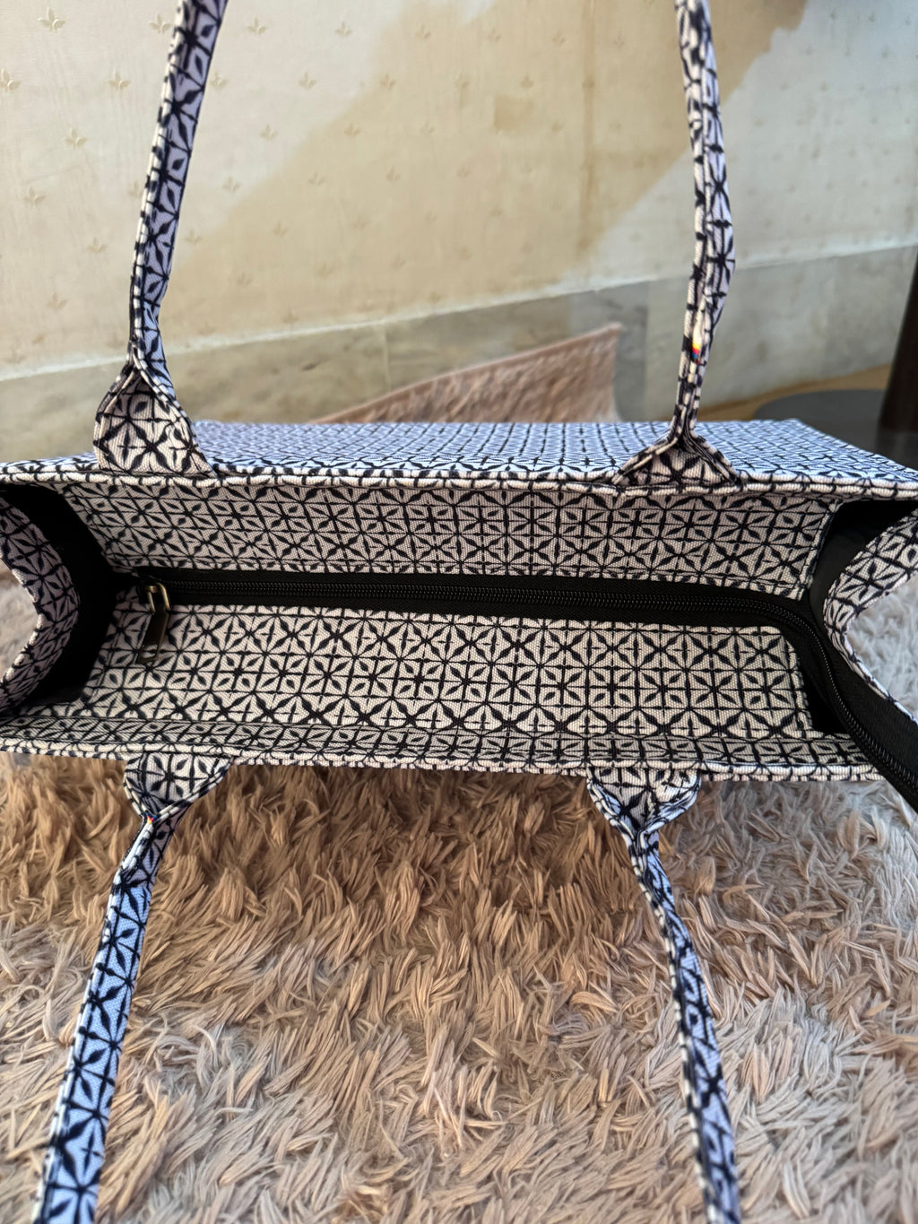 Monochrome Maze Canvas Tote