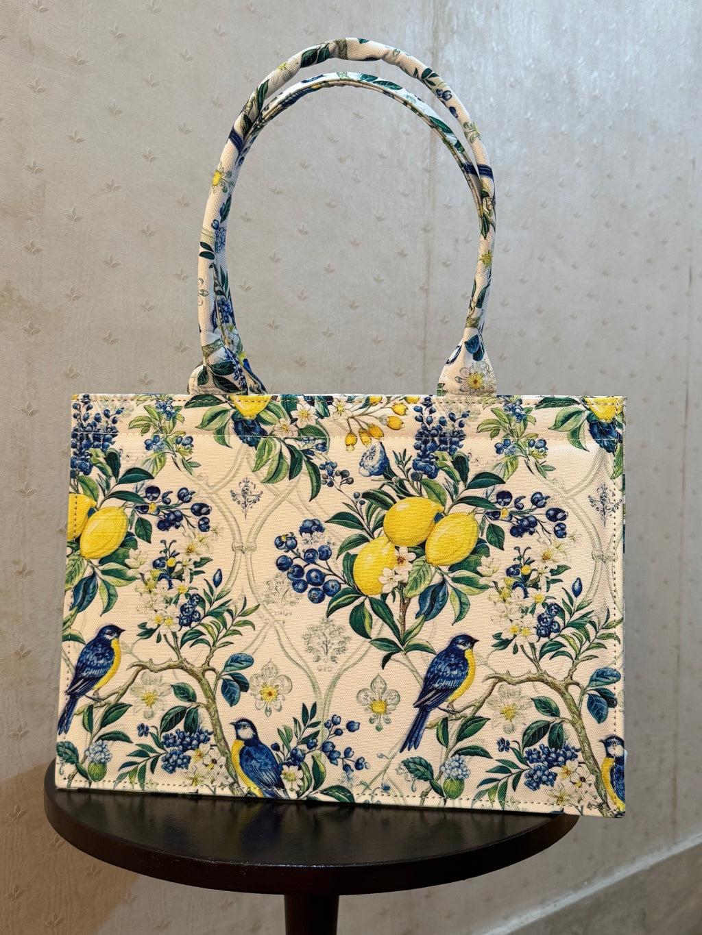 Lemon Songbird Canvas Tote