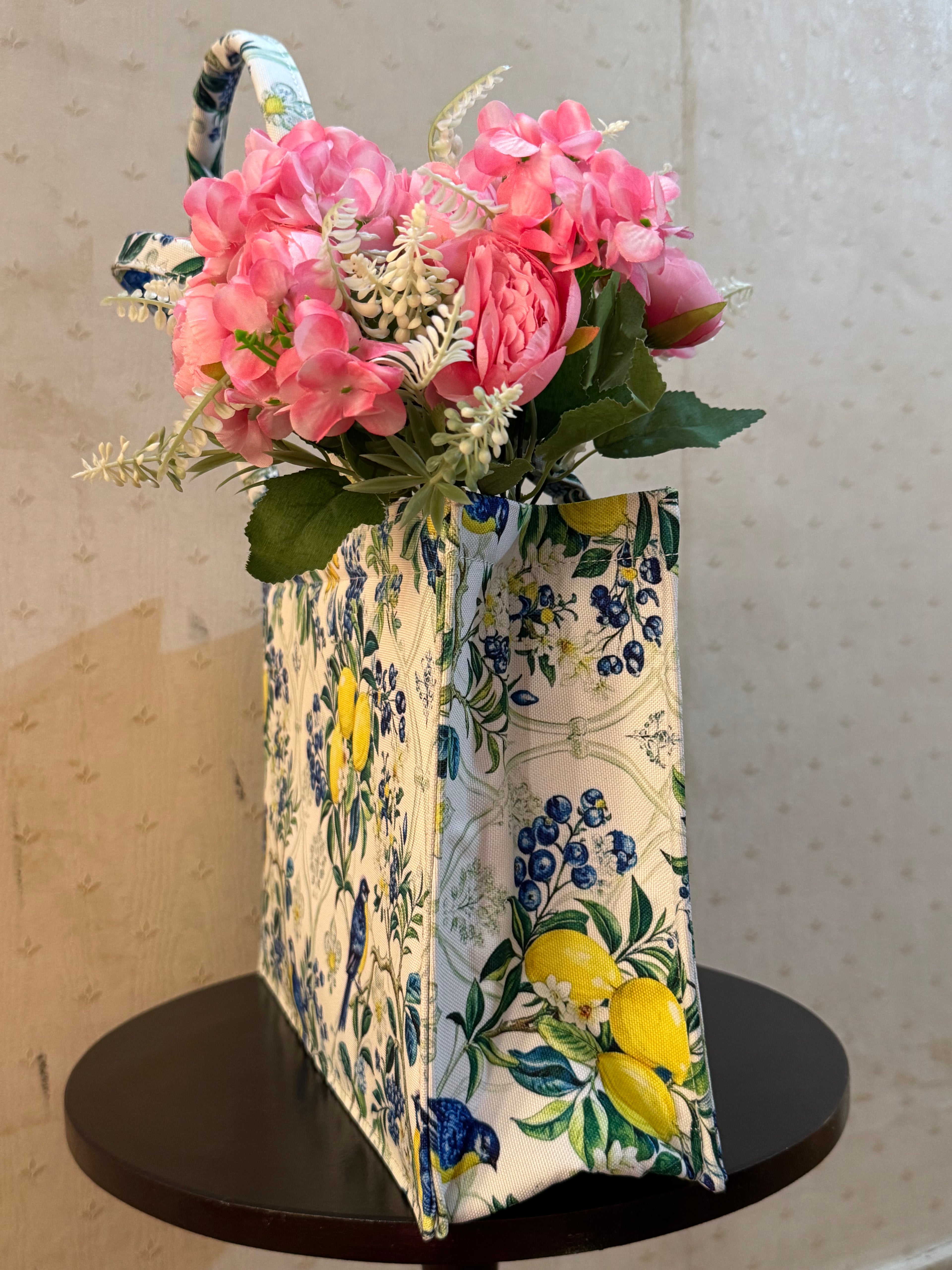 Lemon Songbird Canvas Tote