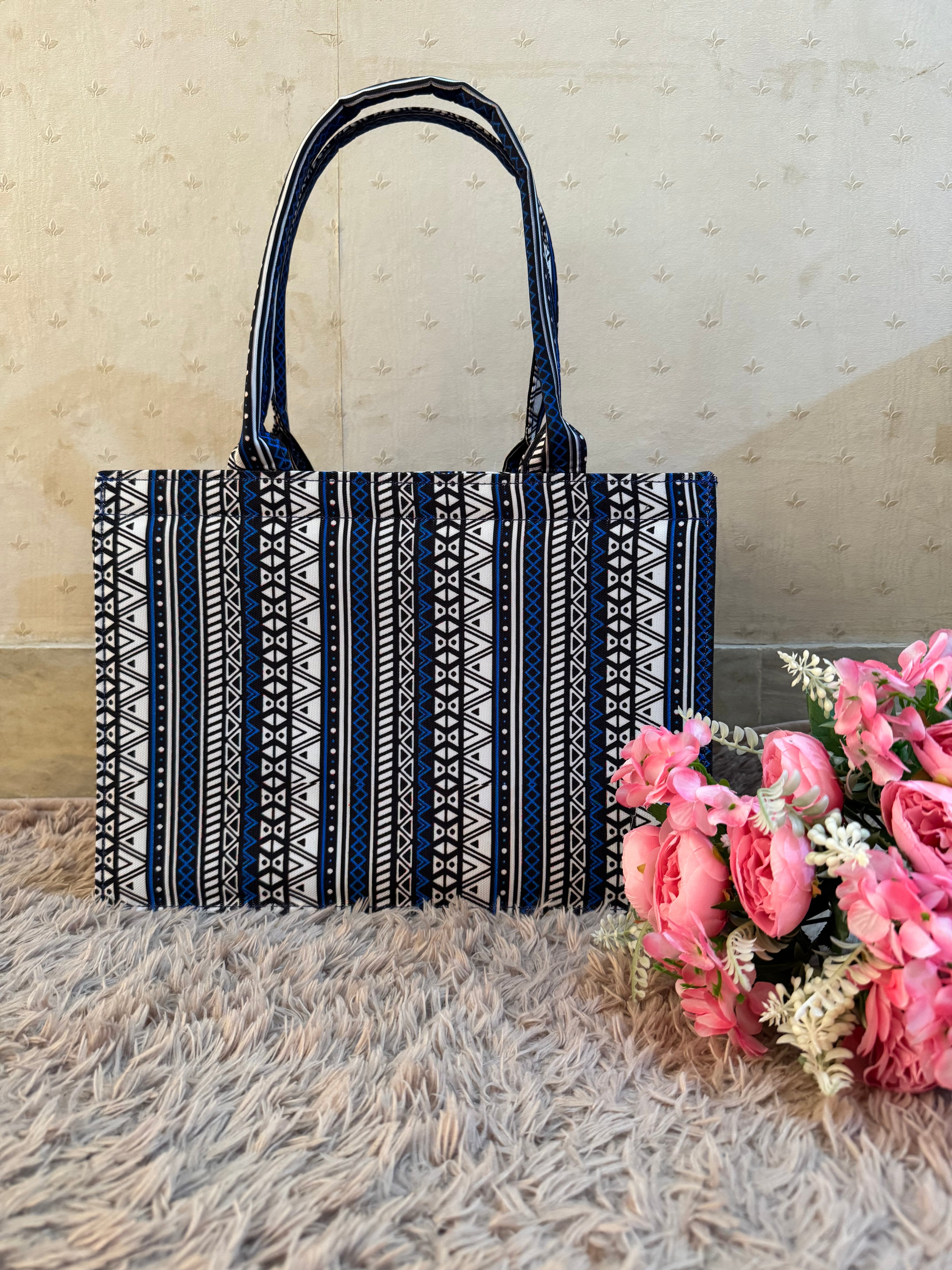 Indigo Tribal Canvas Tote