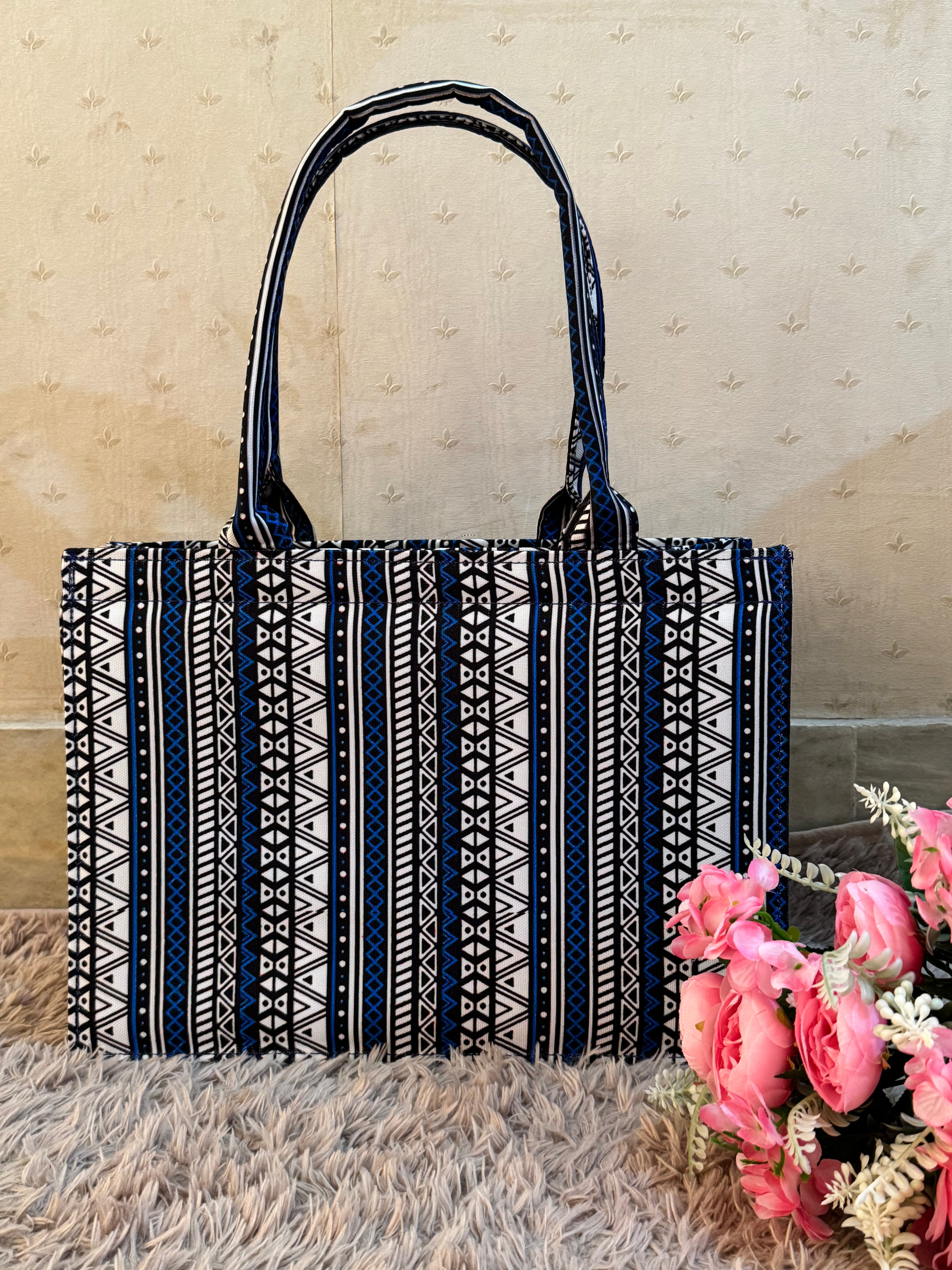 Indigo Tribal Canvas Tote