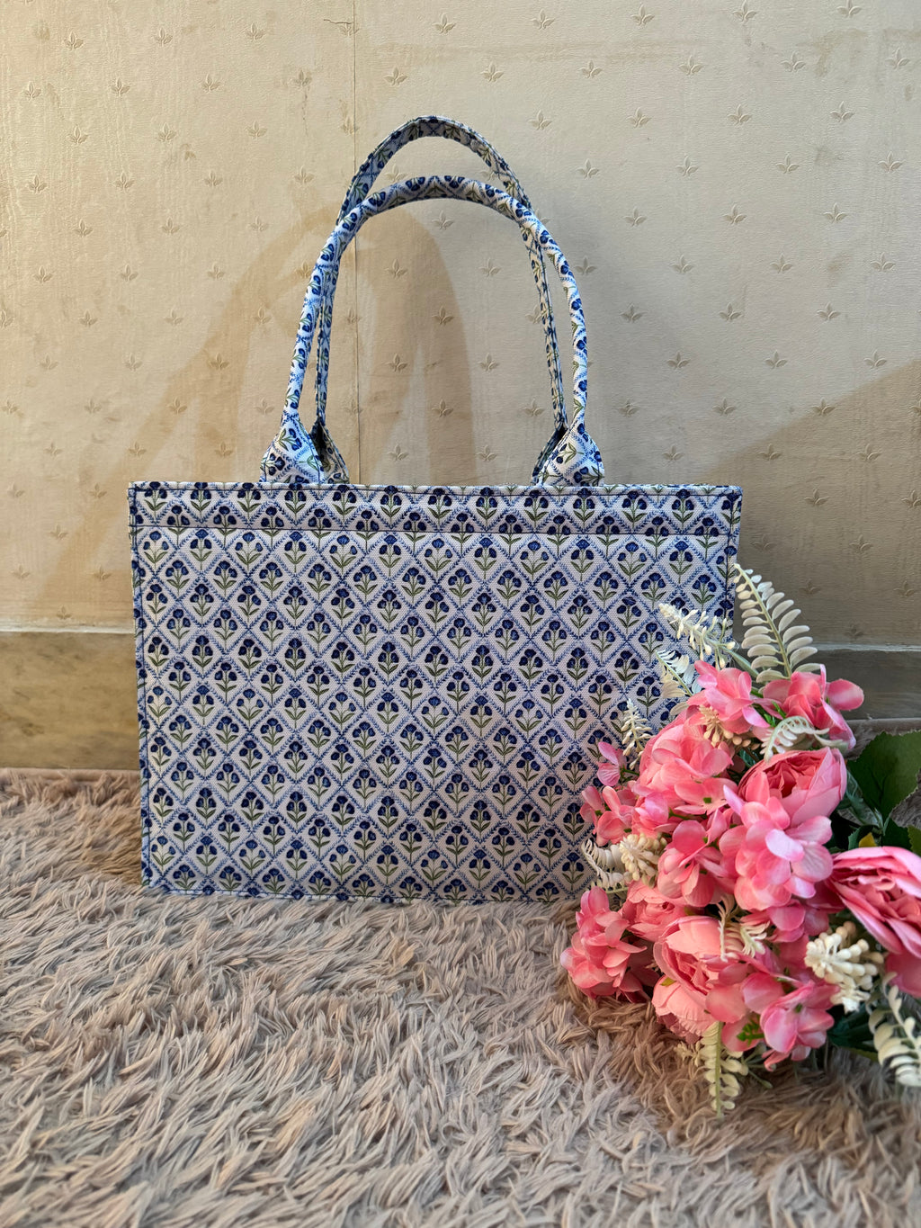 Blue Mosaic Canvas Tote