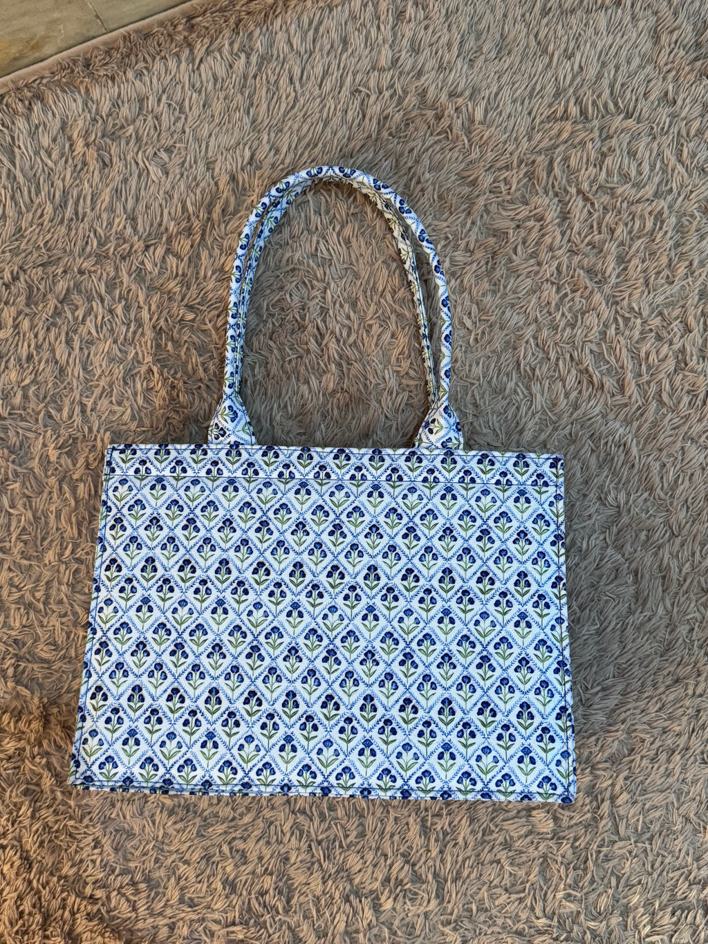 Blue Mosaic Canvas Tote