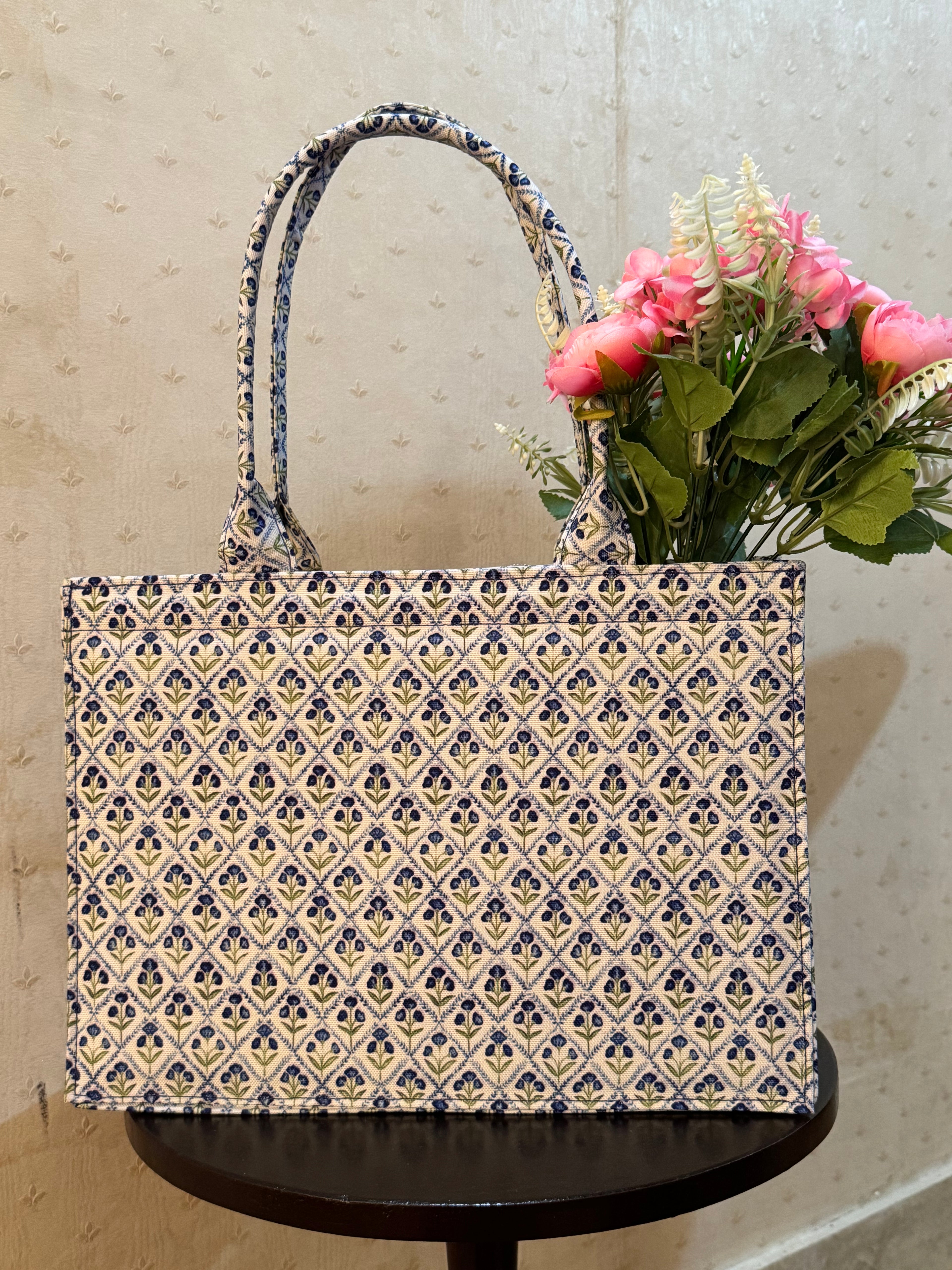 Blue Mosaic Canvas Tote
