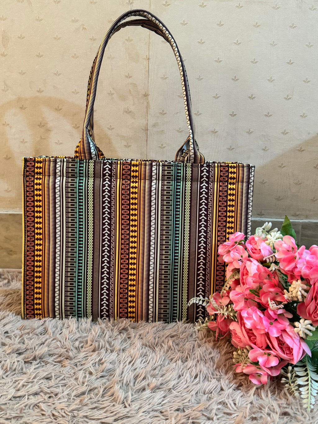 Boho Pattern Canvas Book Tote