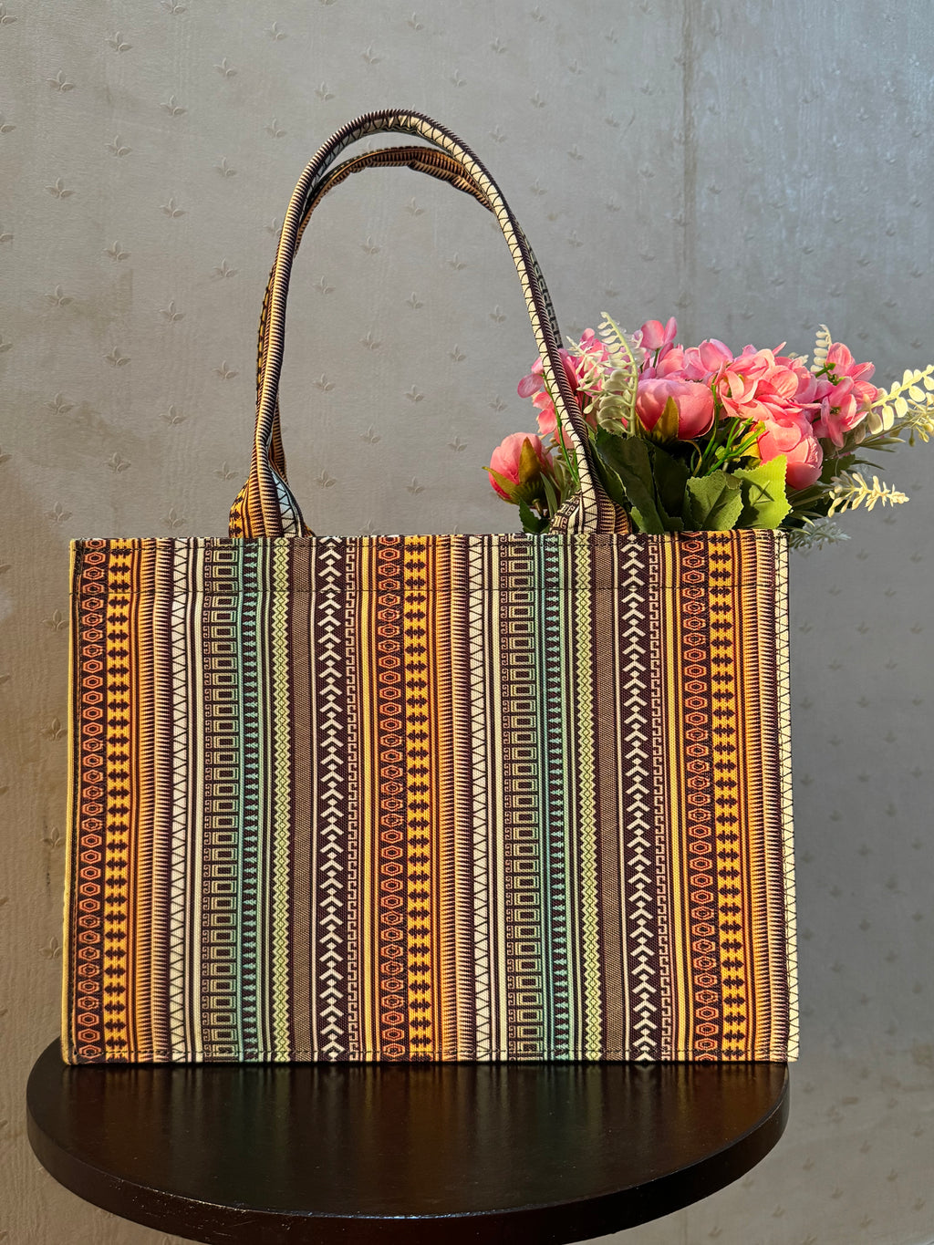 Boho Pattern Canvas Book Tote