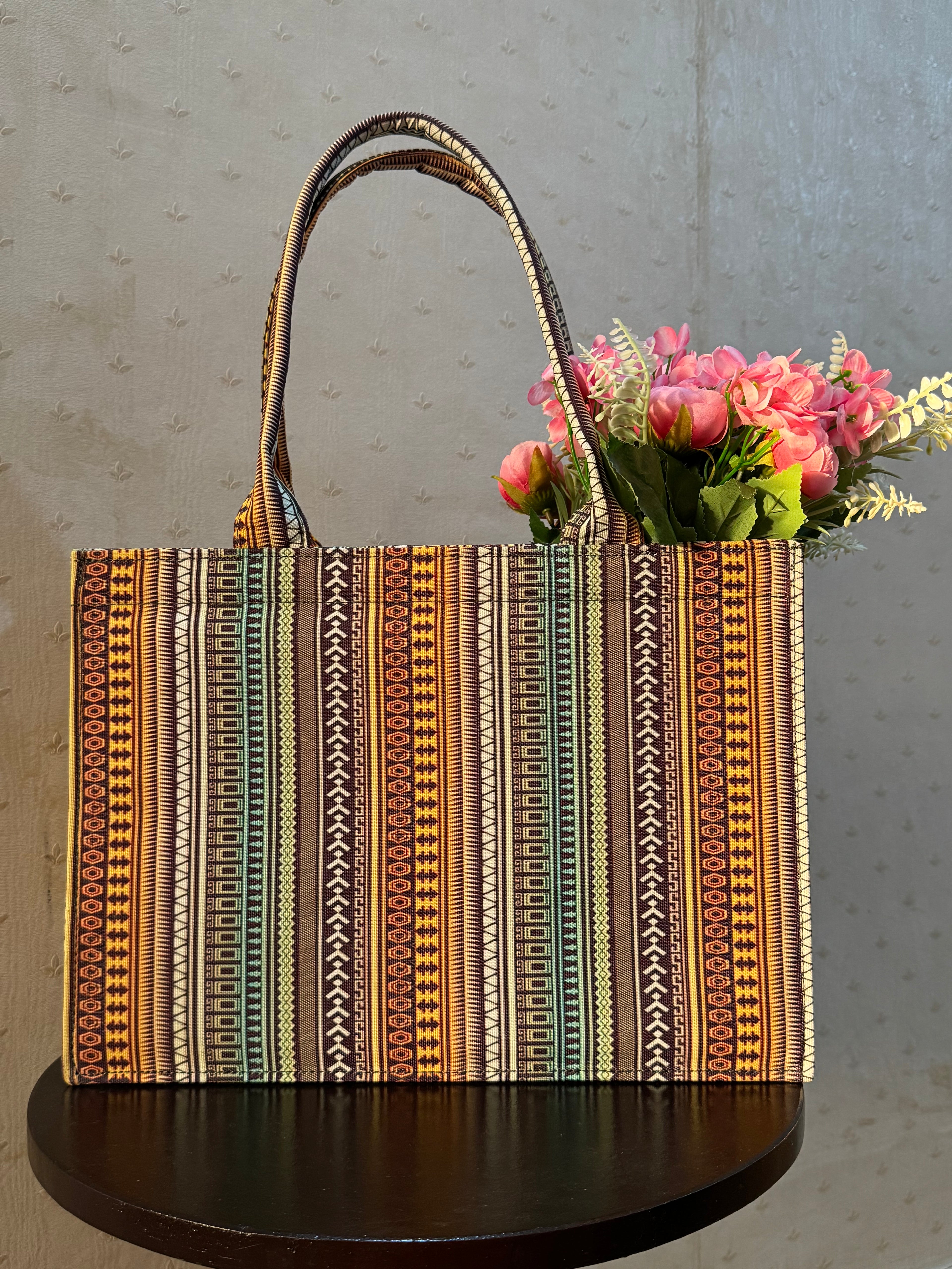 Boho Pattern Canvas Book Tote