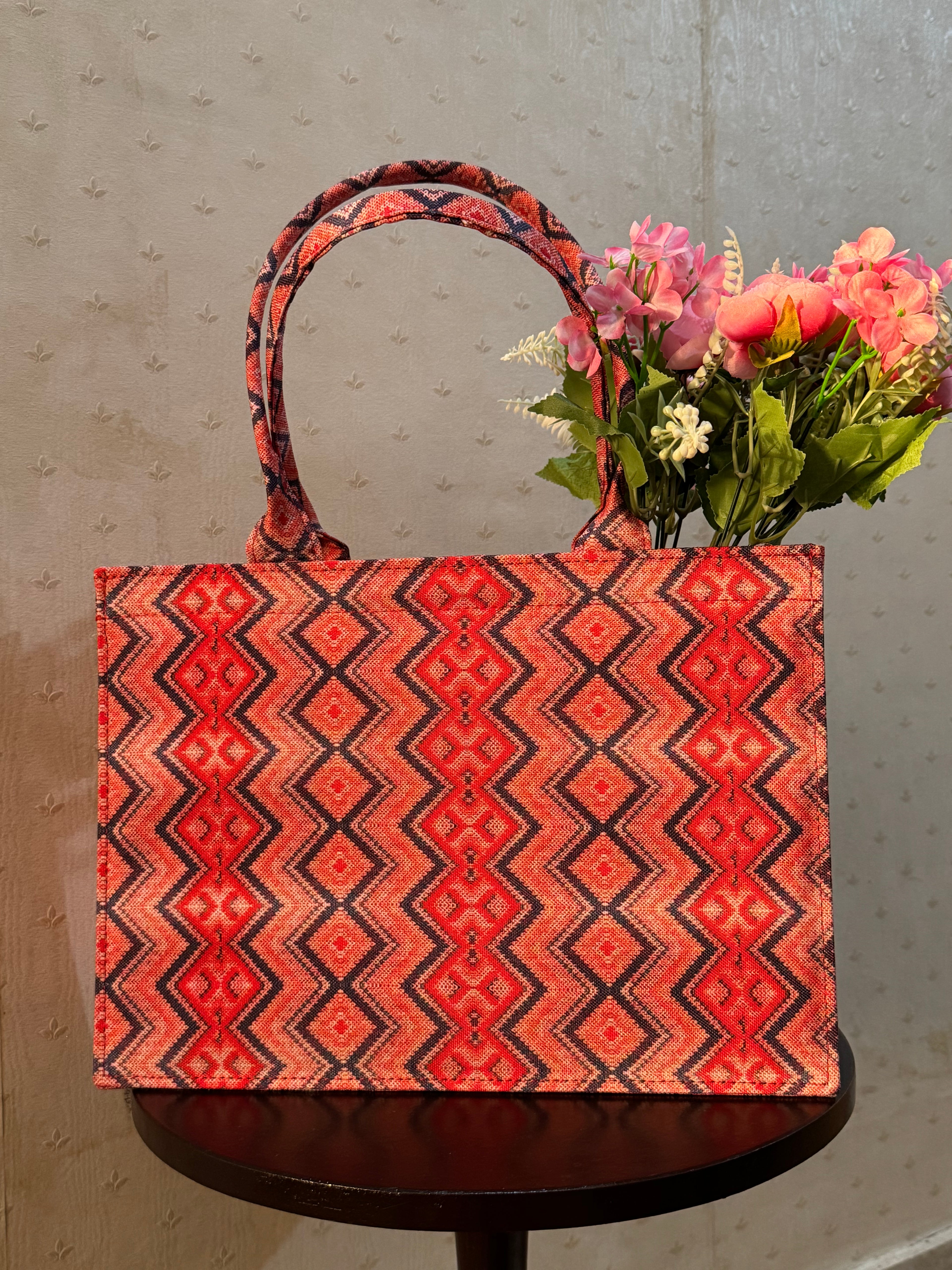 Ember Zigzag Canvas Tote