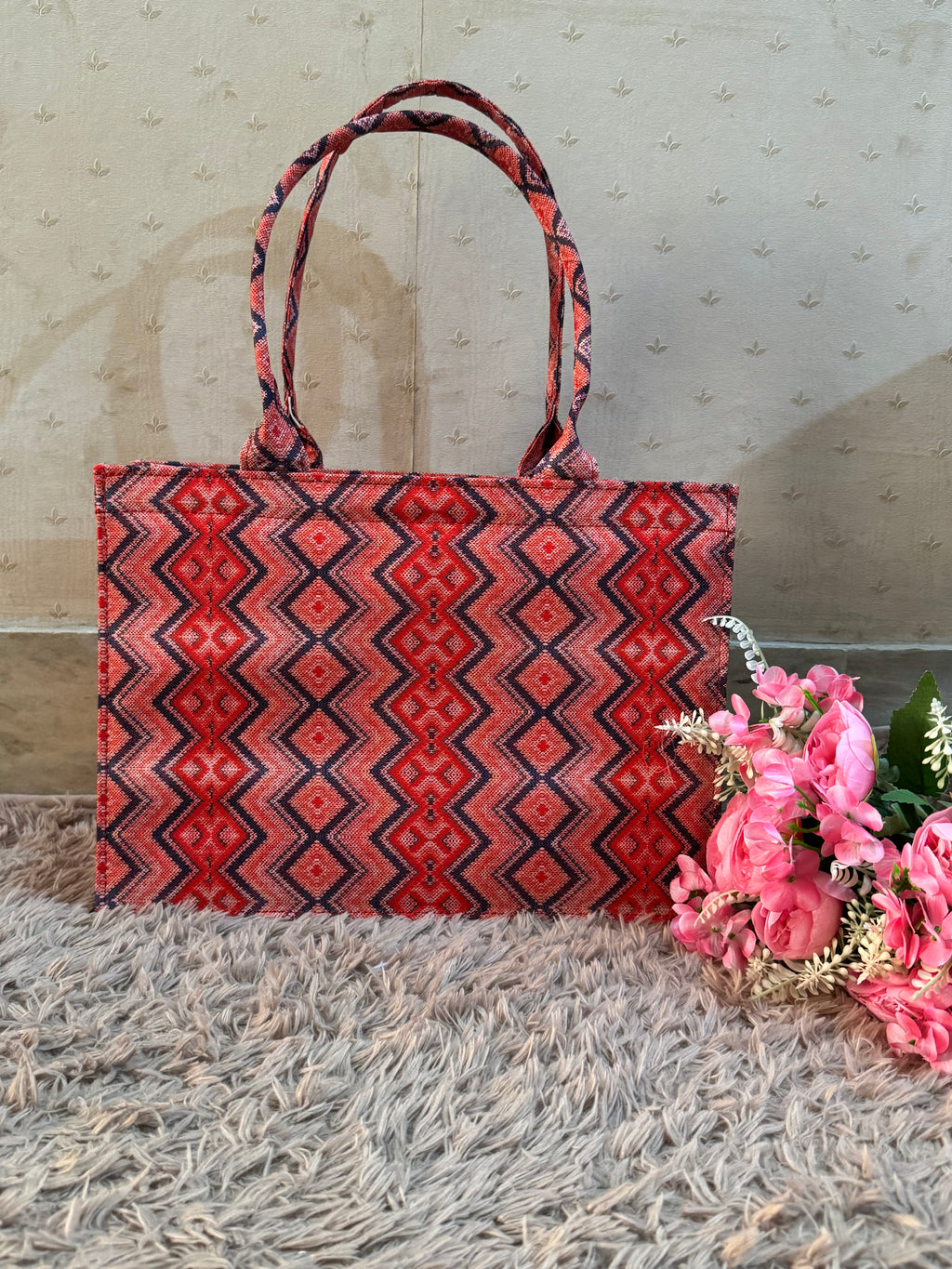Ember Zigzag Canvas Tote