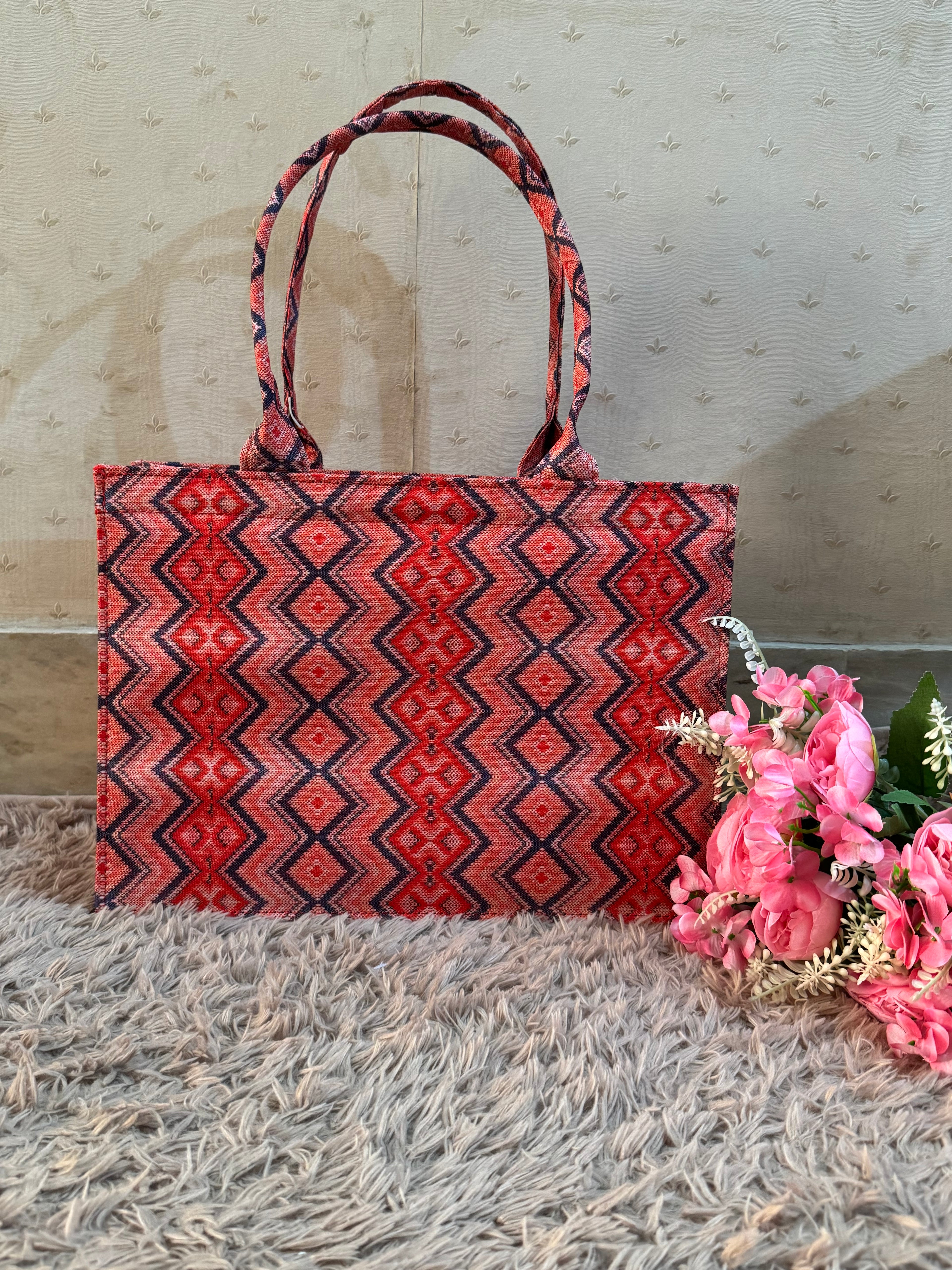 Ember Zigzag Canvas Tote