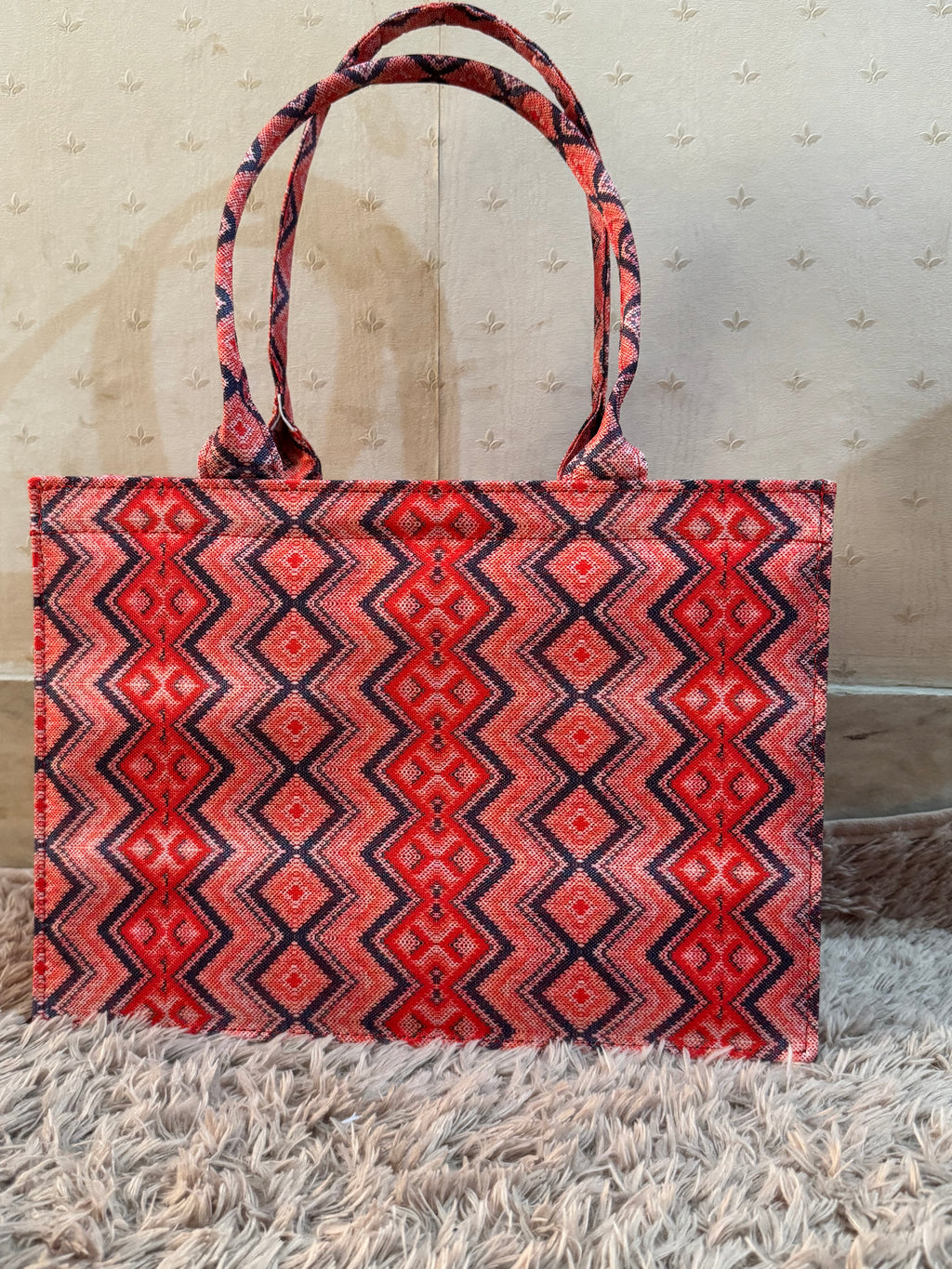 Ember Zigzag Canvas Tote