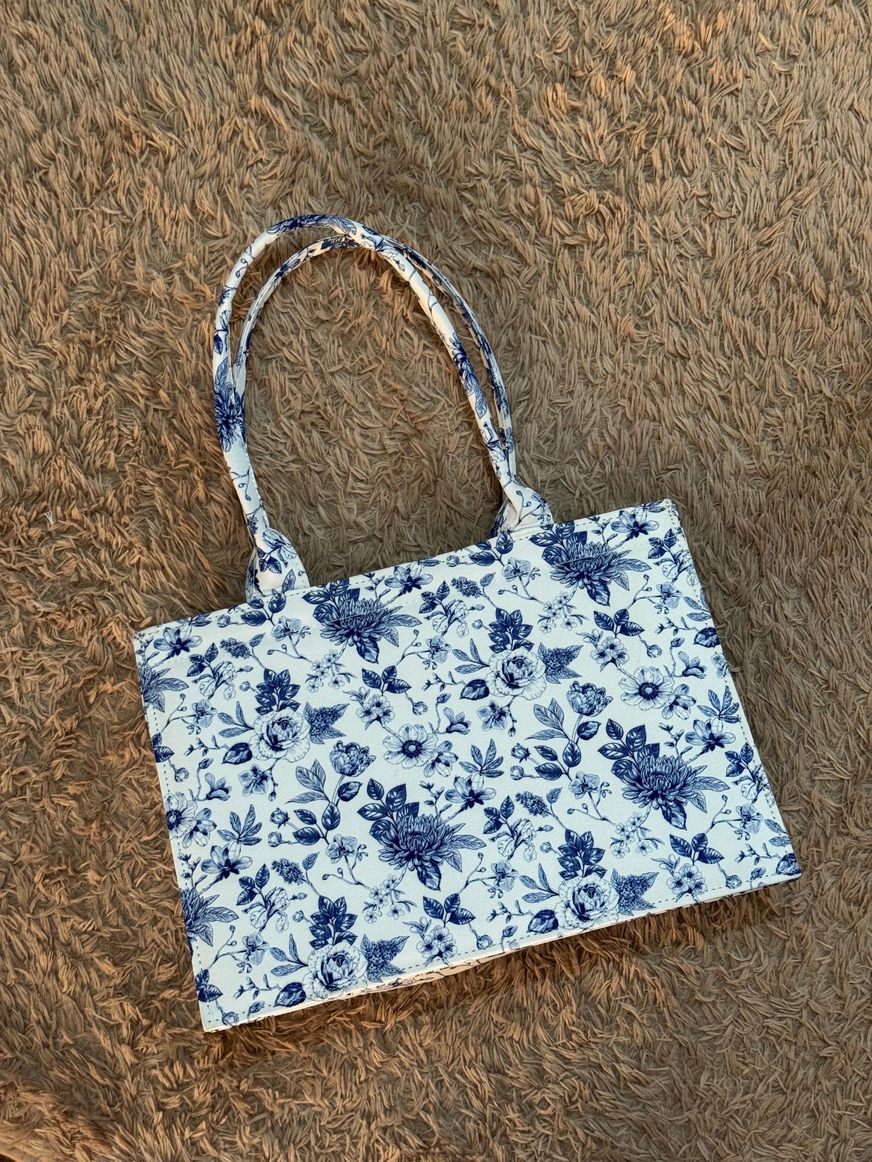 Blue Garden Floral Tote
