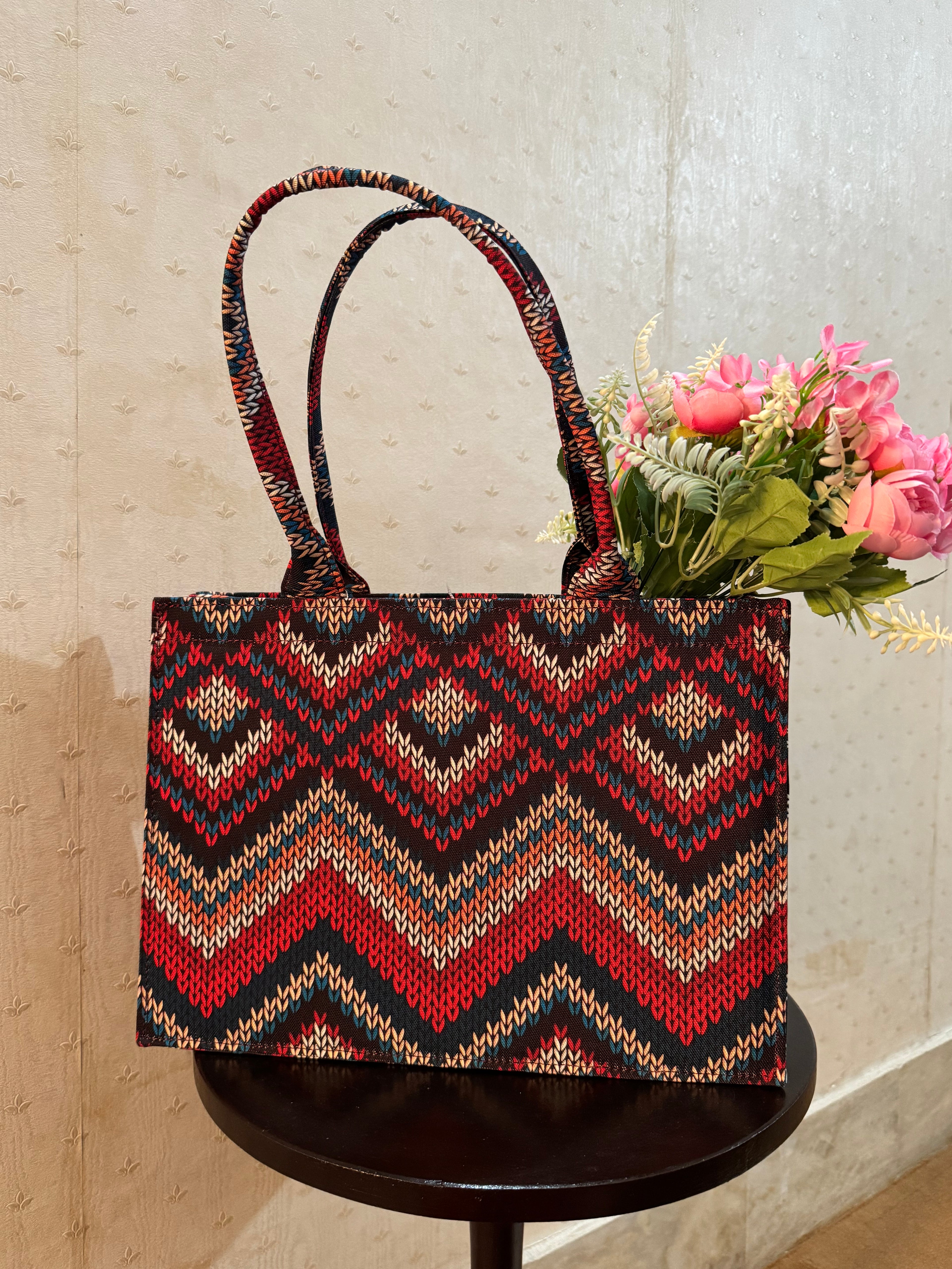 Rustic Wave Canvas Tote