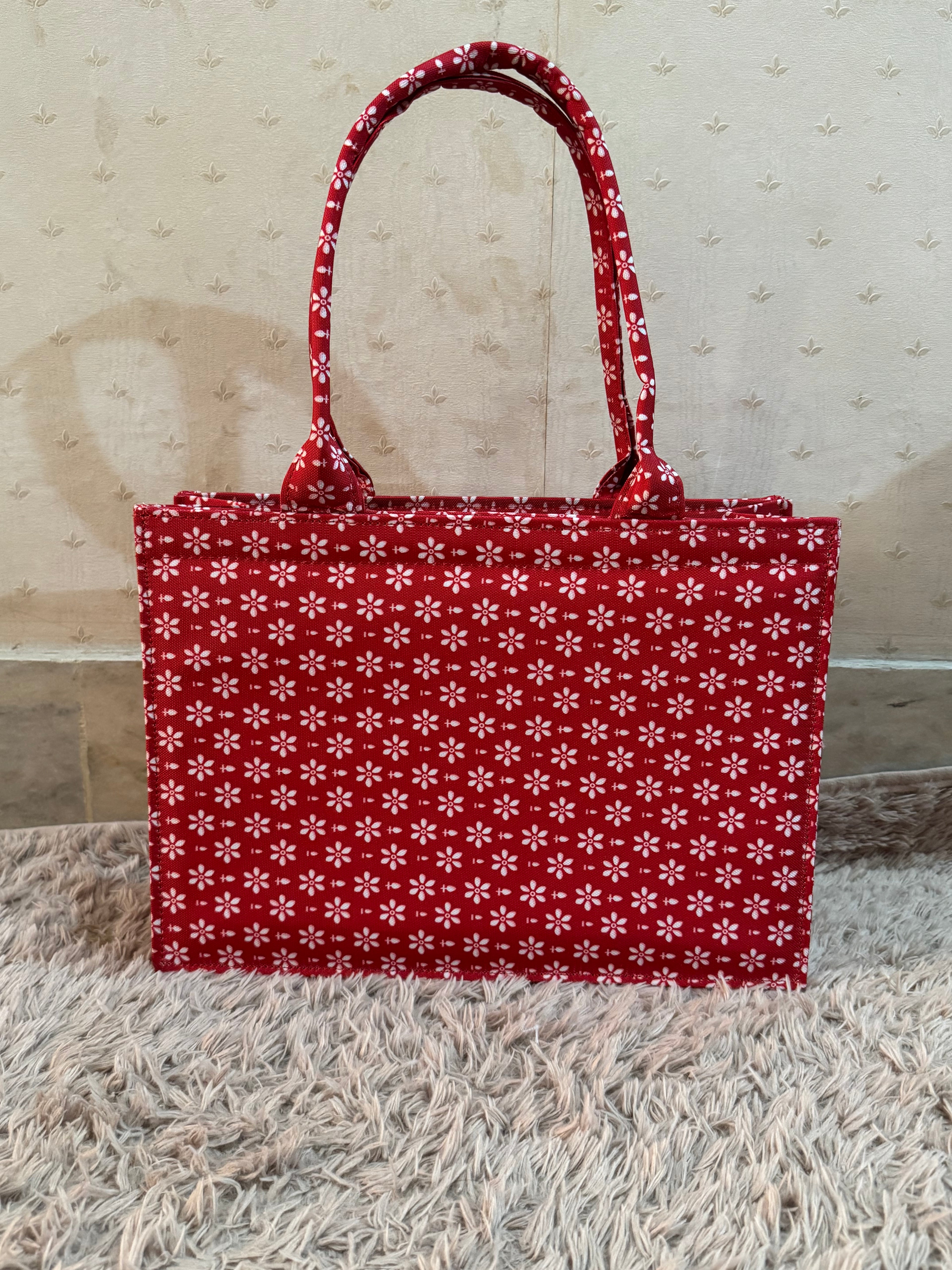 Crimson Bloom Canvas Tote