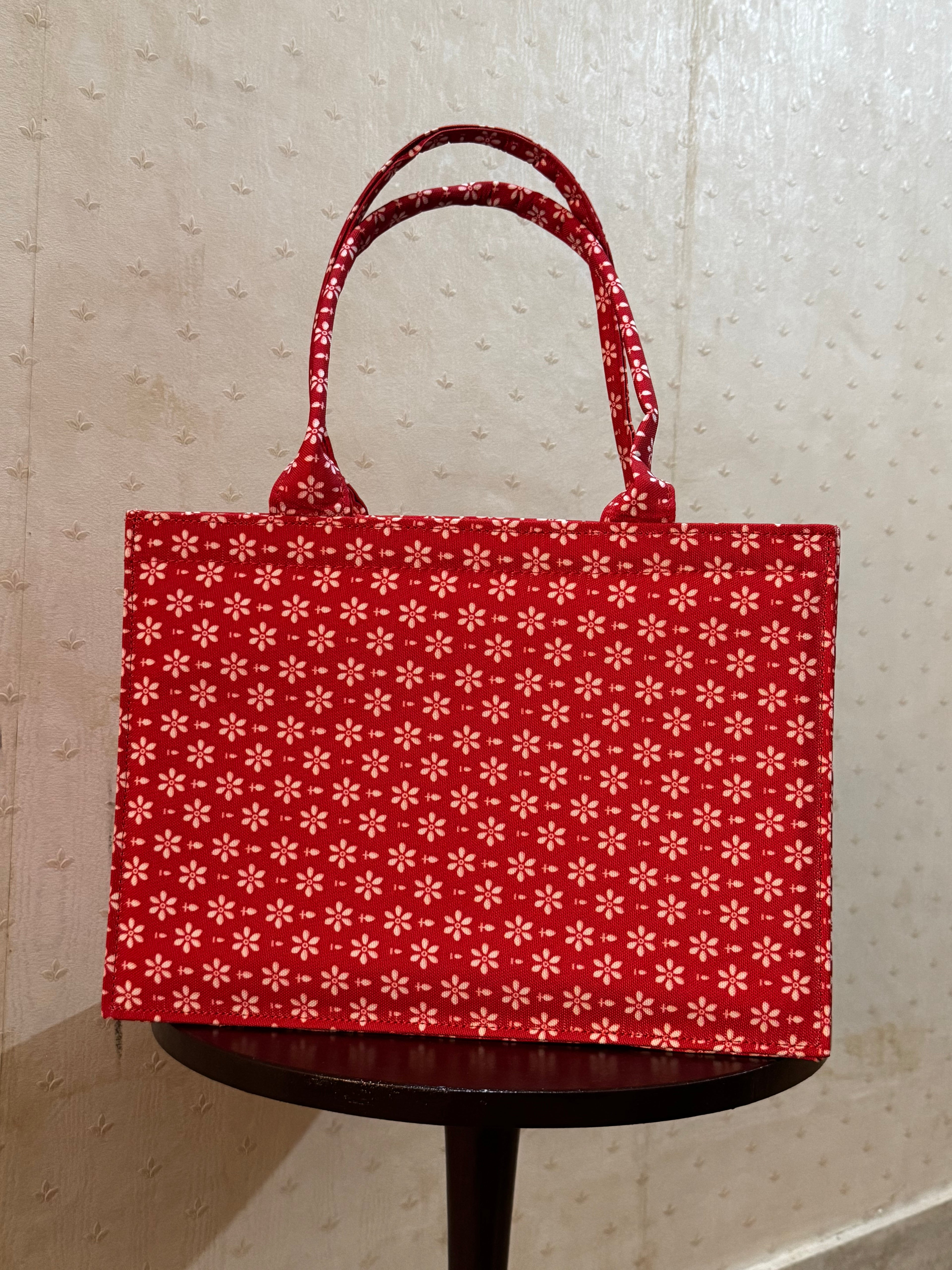 Crimson Bloom Canvas Tote