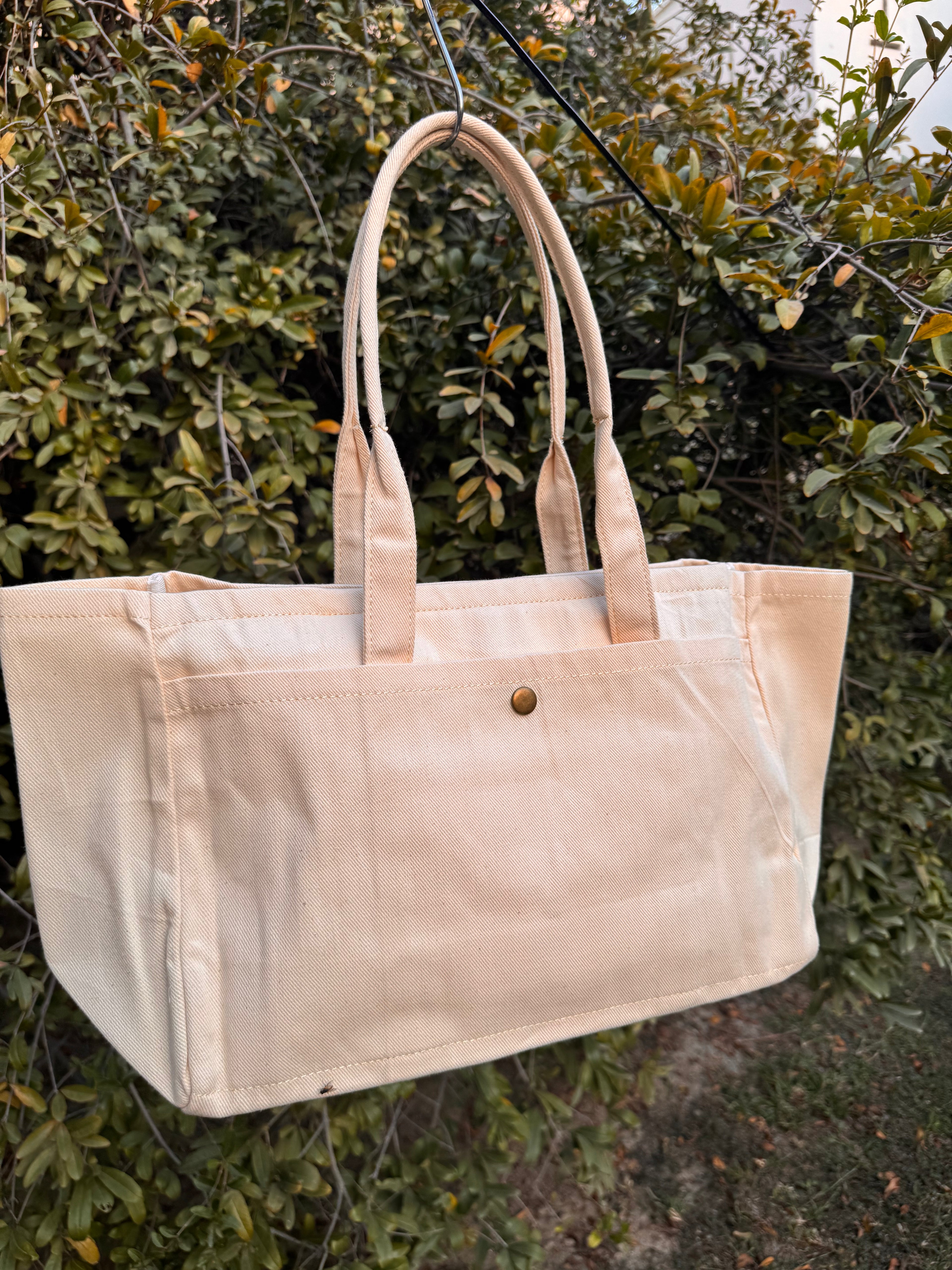 Triple Bloom Canvas Tote Bag