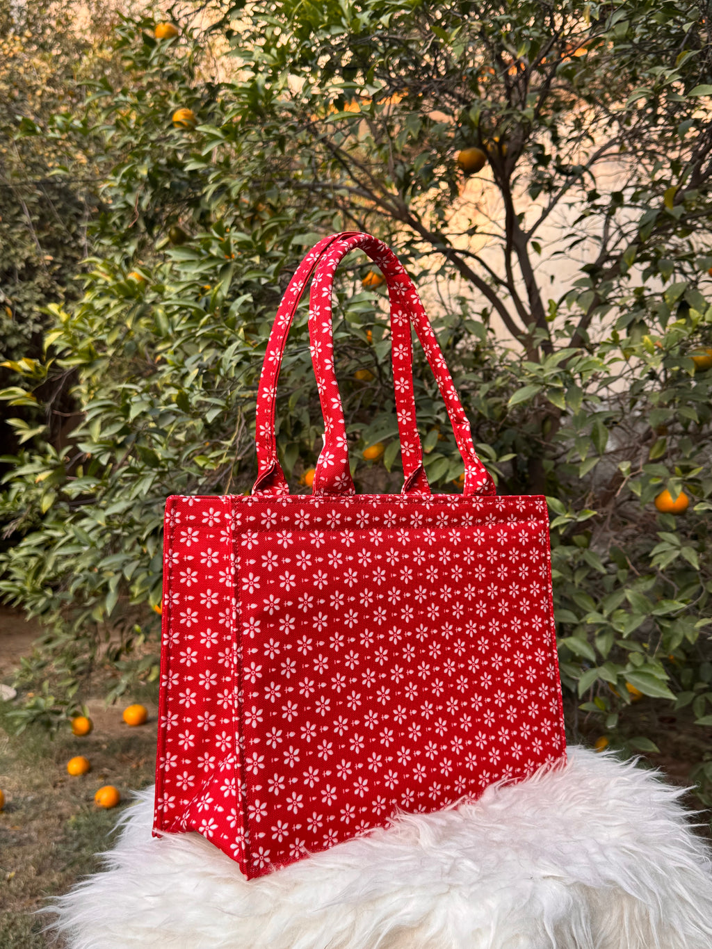 Crimson Bloom Canvas Tote
