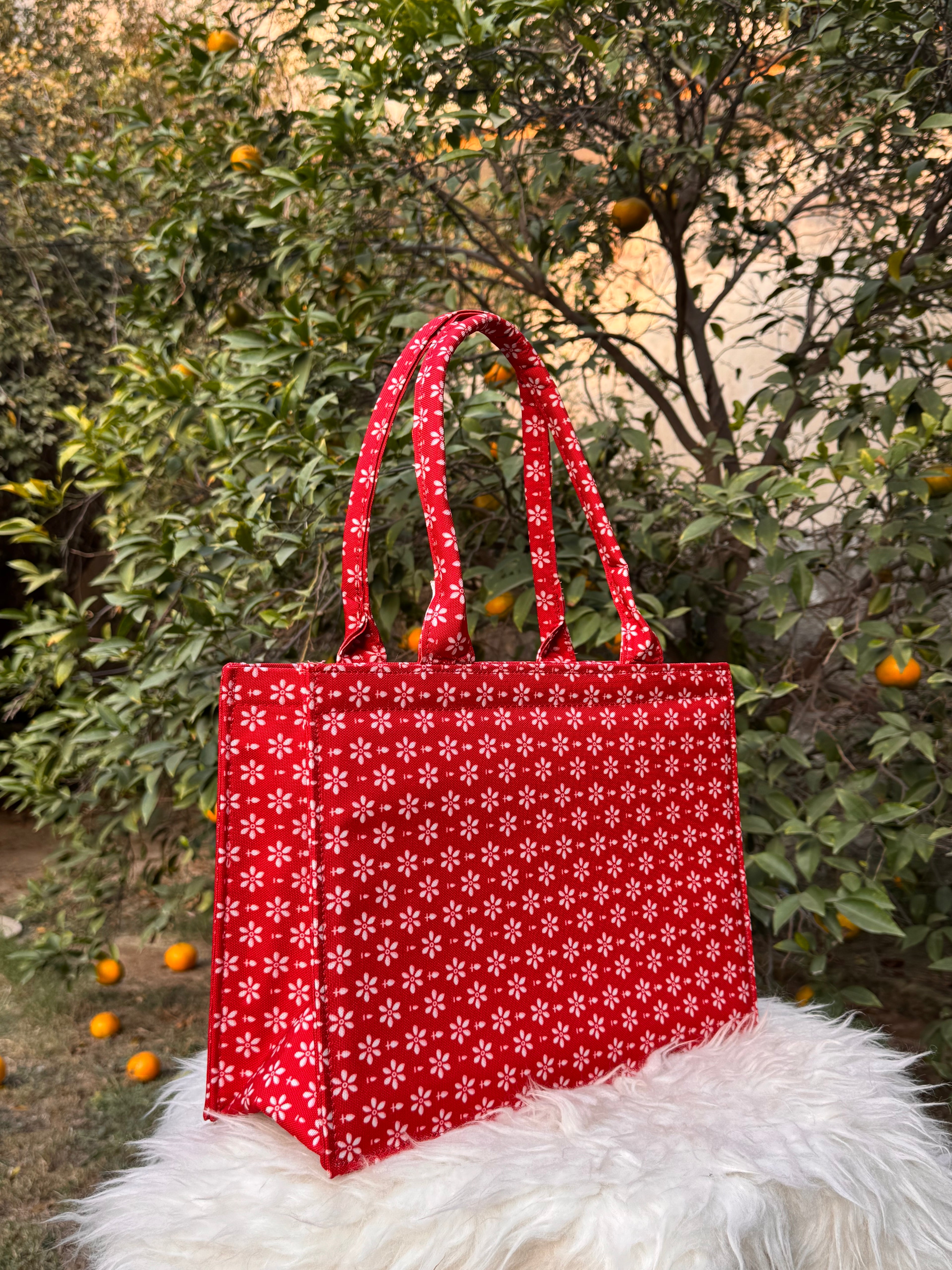 Crimson Bloom Canvas Tote