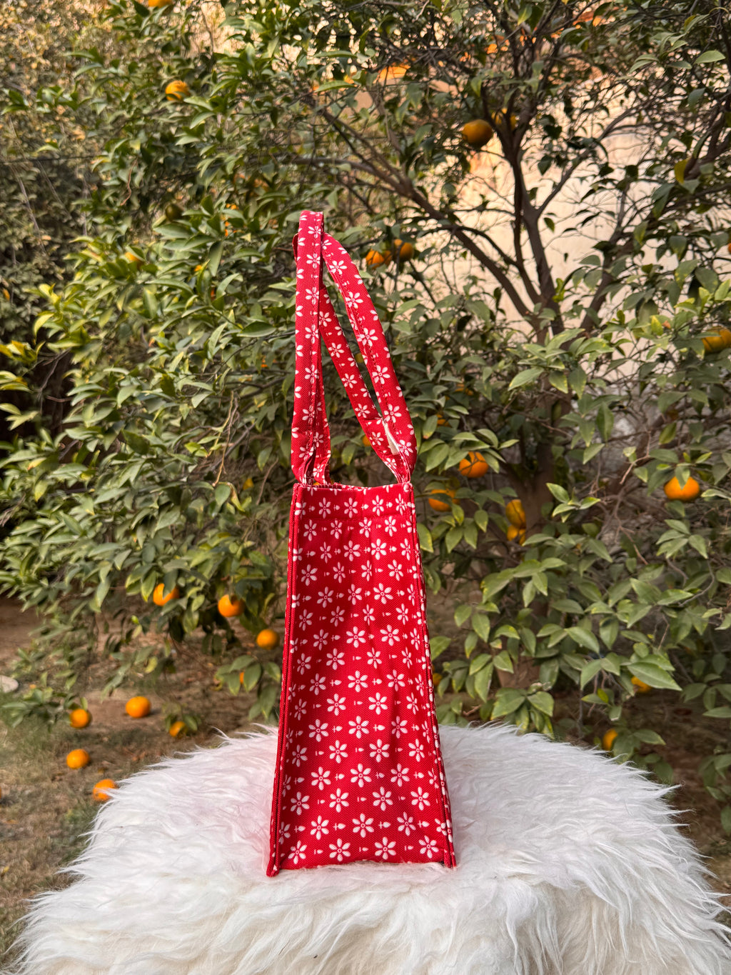 Crimson Bloom Canvas Tote