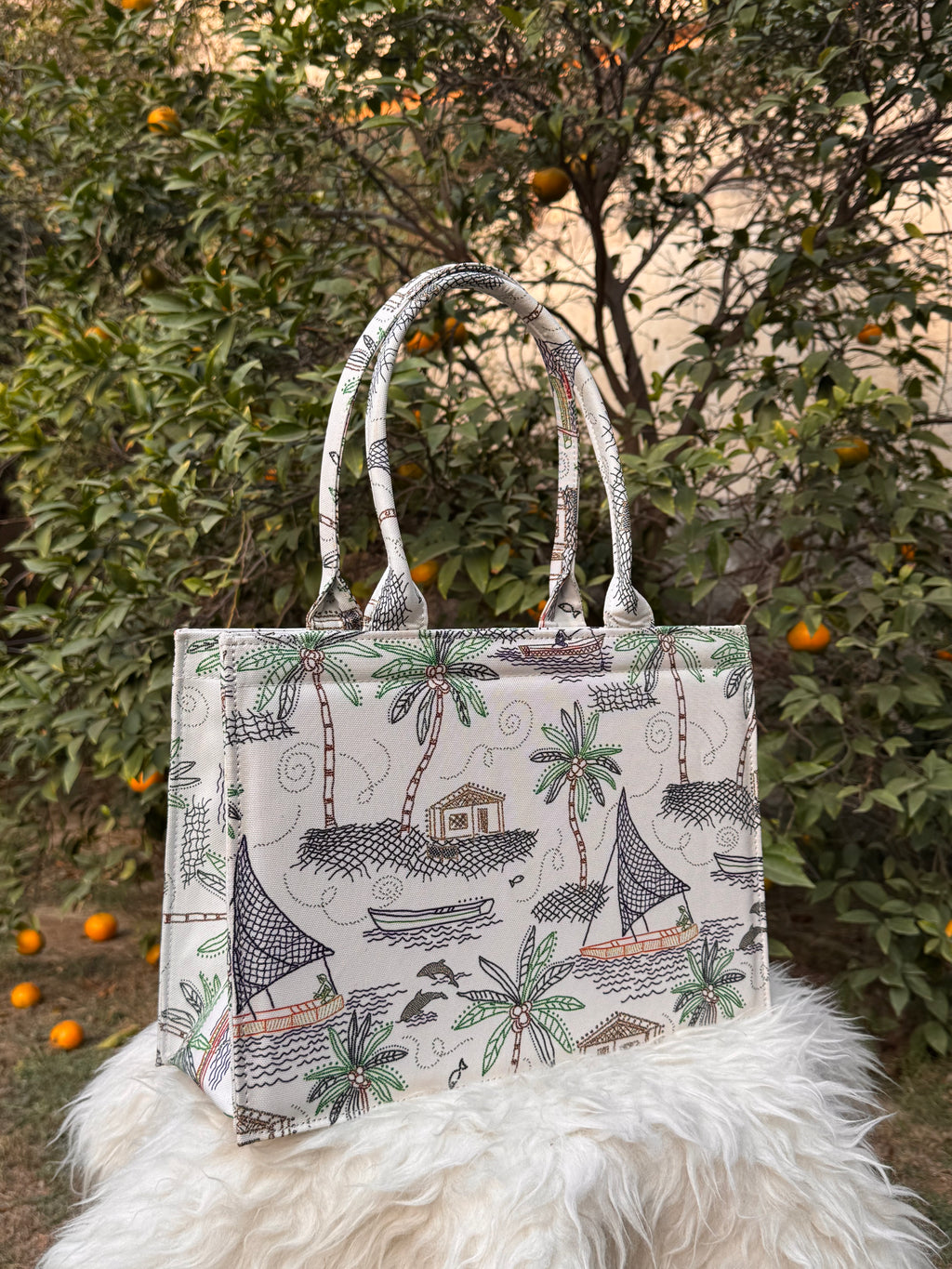 Coastal Escape Canvas Tote