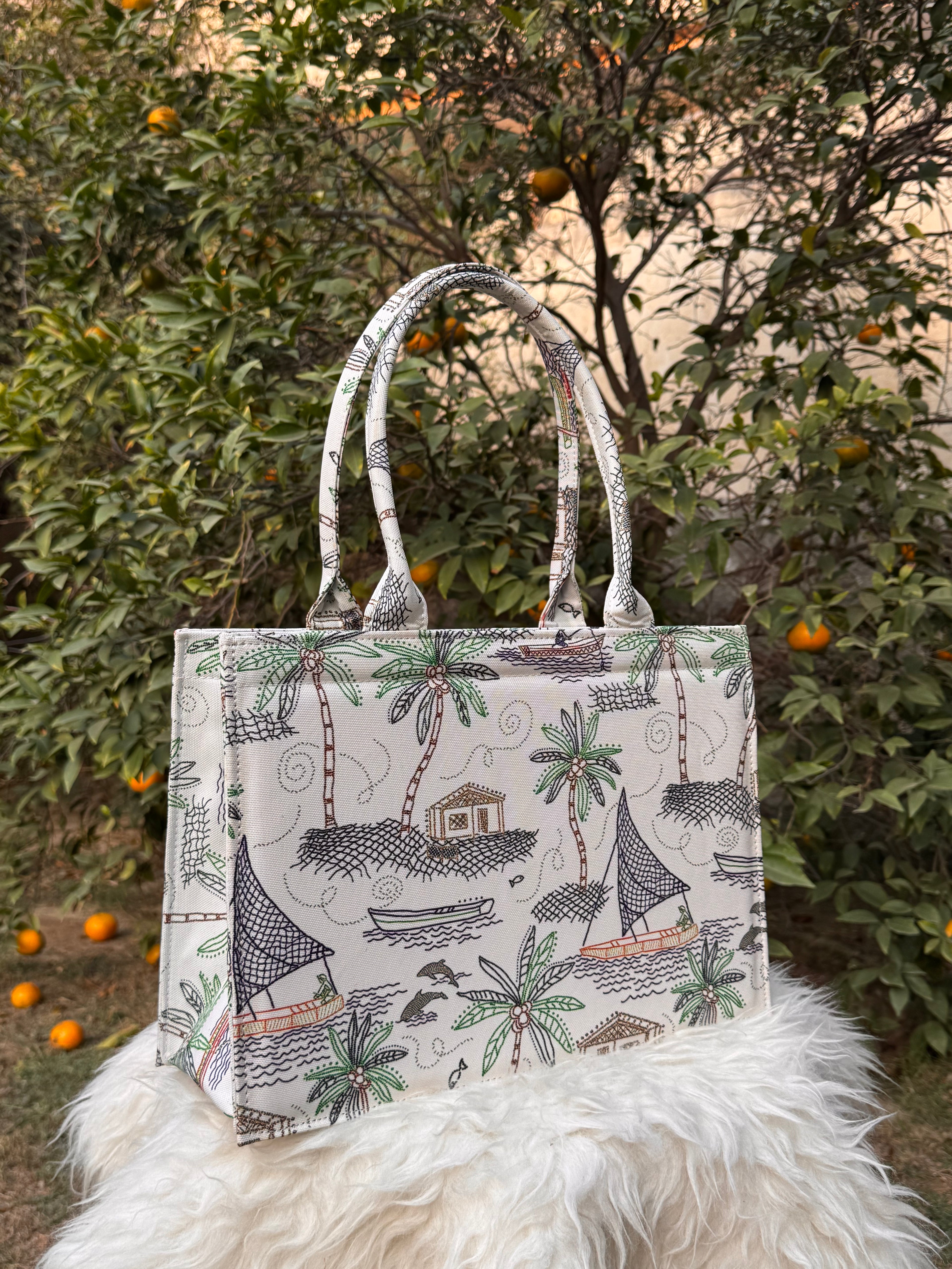 Coastal Escape Canvas Tote