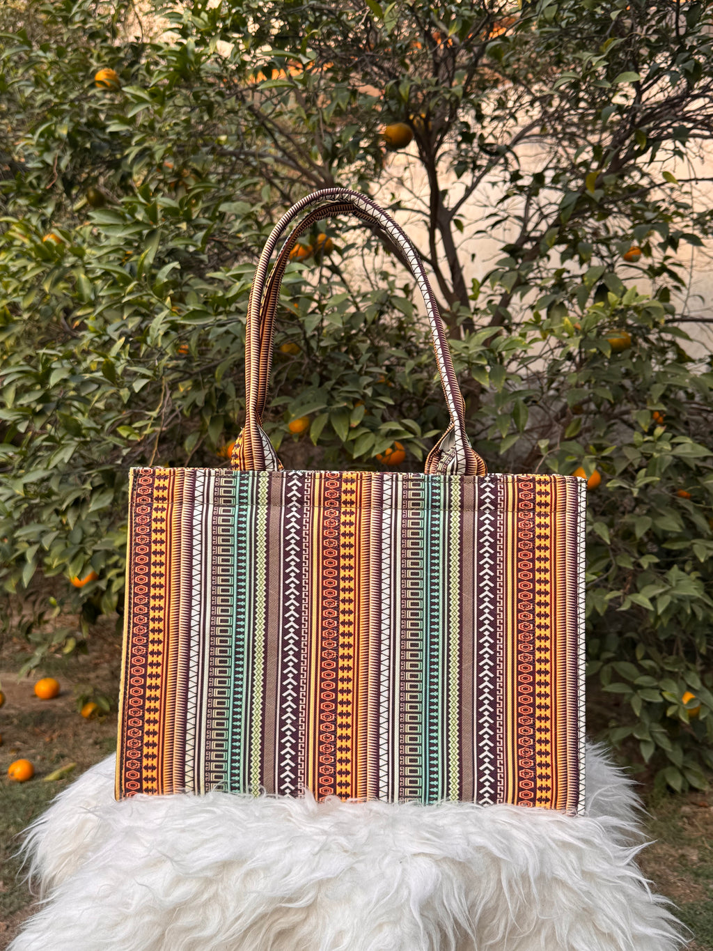Boho Pattern Canvas Book Tote